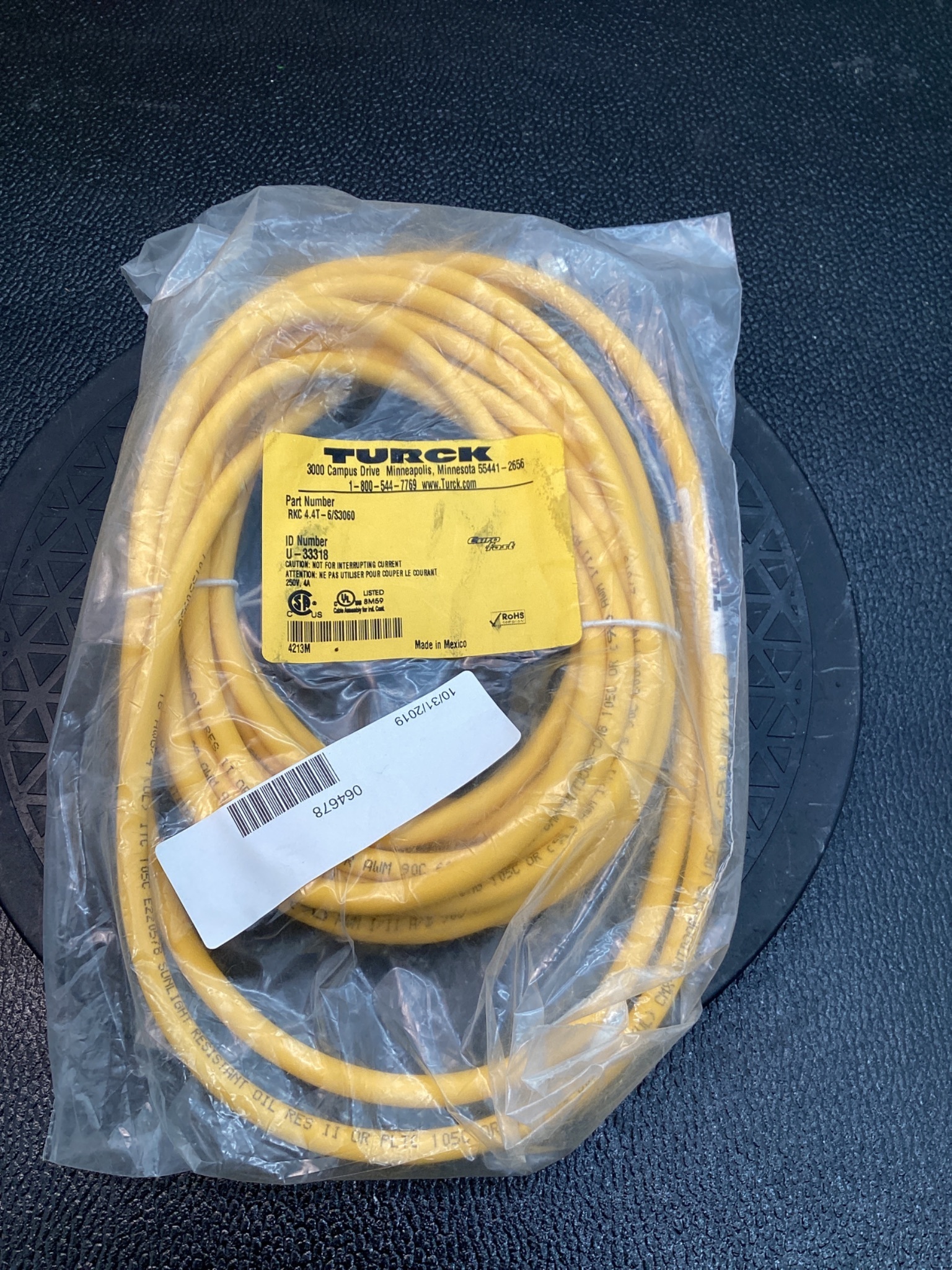 TURCK RKC-4.4T-6/S3060 M12 Sensor Cable 6m NEW (LOT OF 5) 3