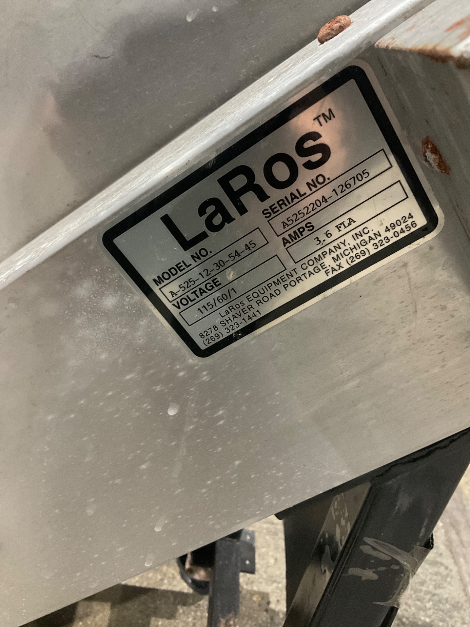 LAROS A-525-12-30-54-45 Incline Conveyor USED 3