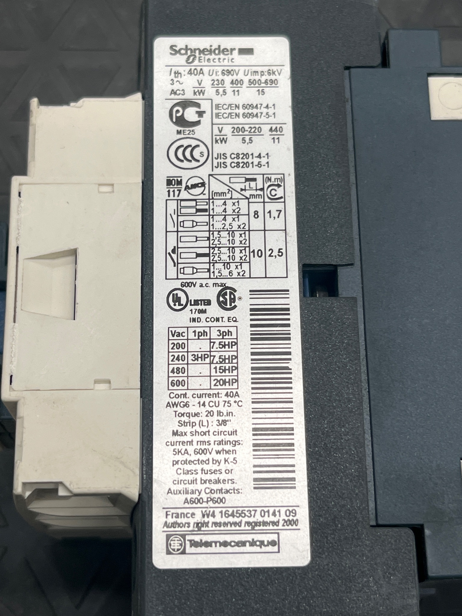 SCHNEIDER ELECTRIC LAD4TBDL Suppressor Module USED 5