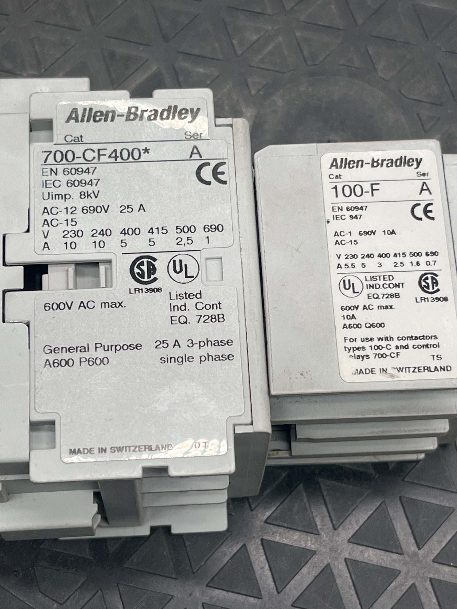 ALLEN BRADLEY 700-CF400* + 100-F Contactor & Base USED 5