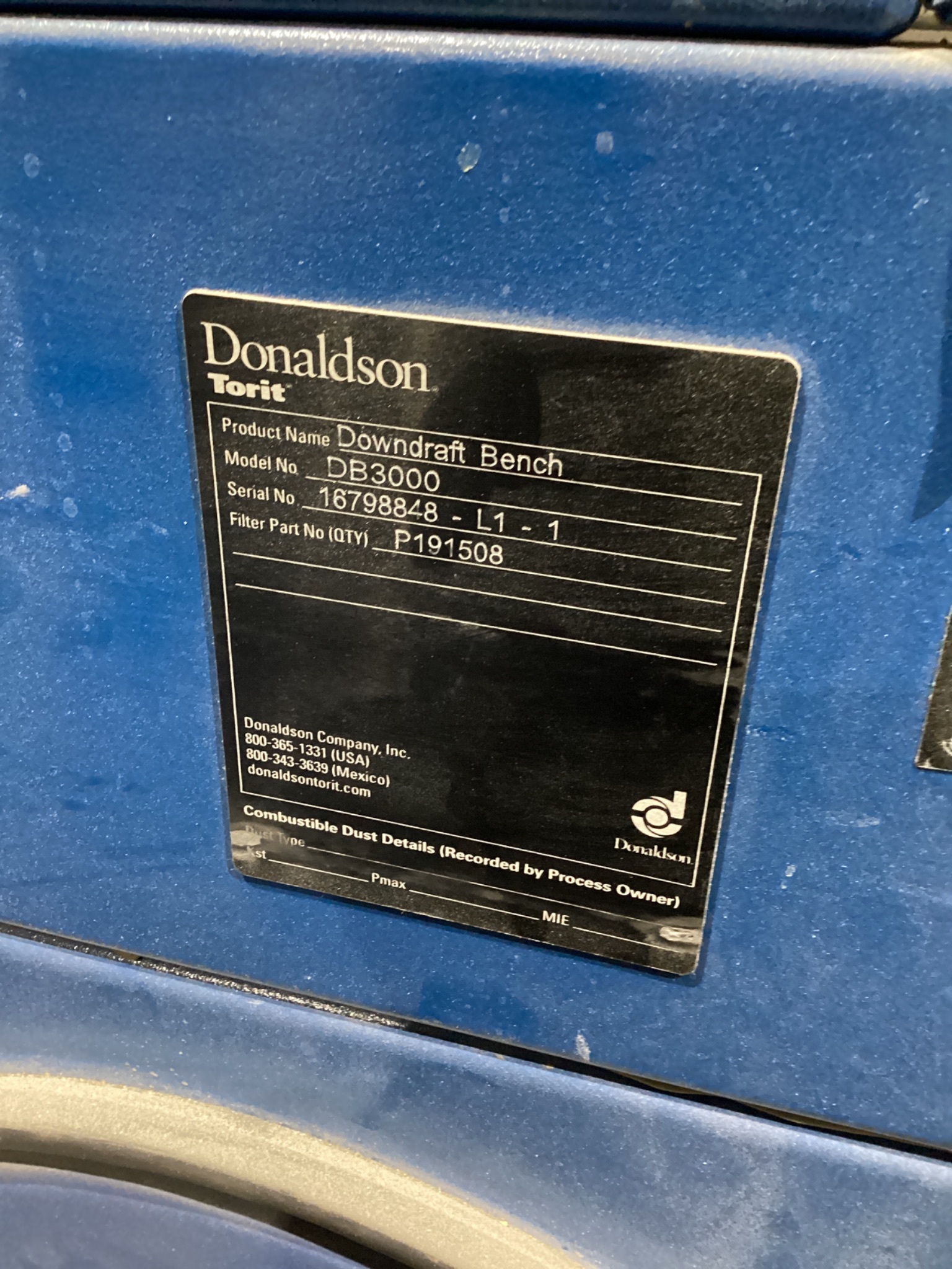 DONALDSON DB3000 DOWNDRAFT BENCH DUST COLLECTORS USED 4