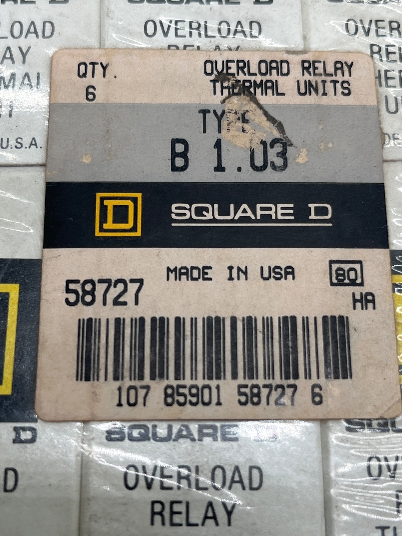 SQUARE D B1.03 Thermal Overload Heater Unit NEW (6 Pack) 1