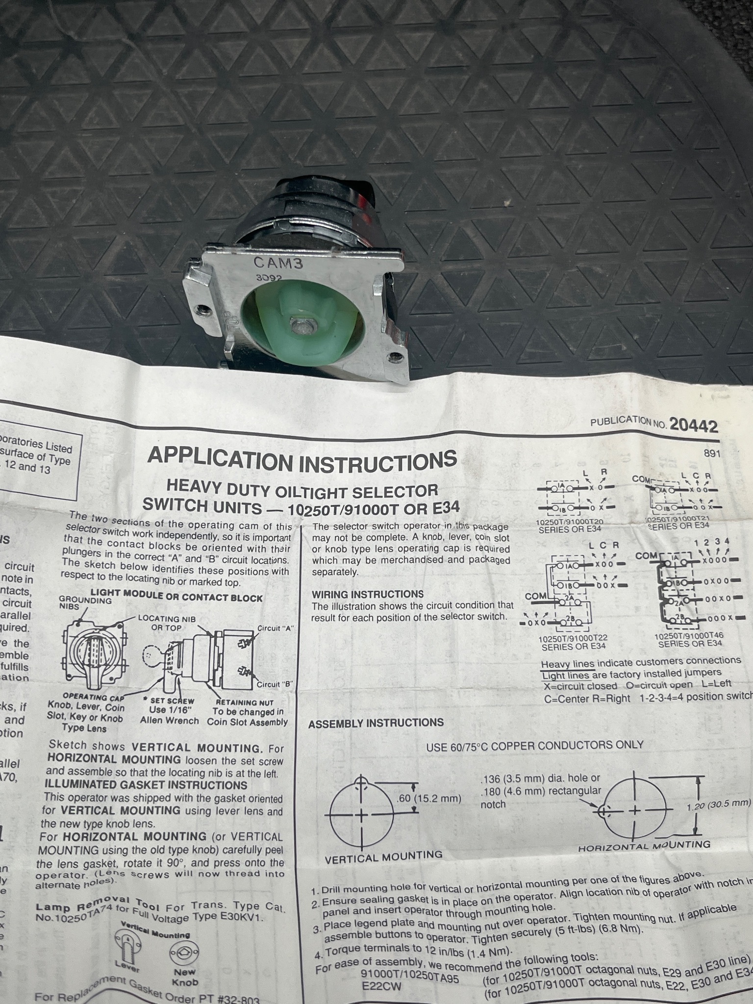 EATON CUTLER-HAMMER 10250T Selector Switch Operator NEW 7