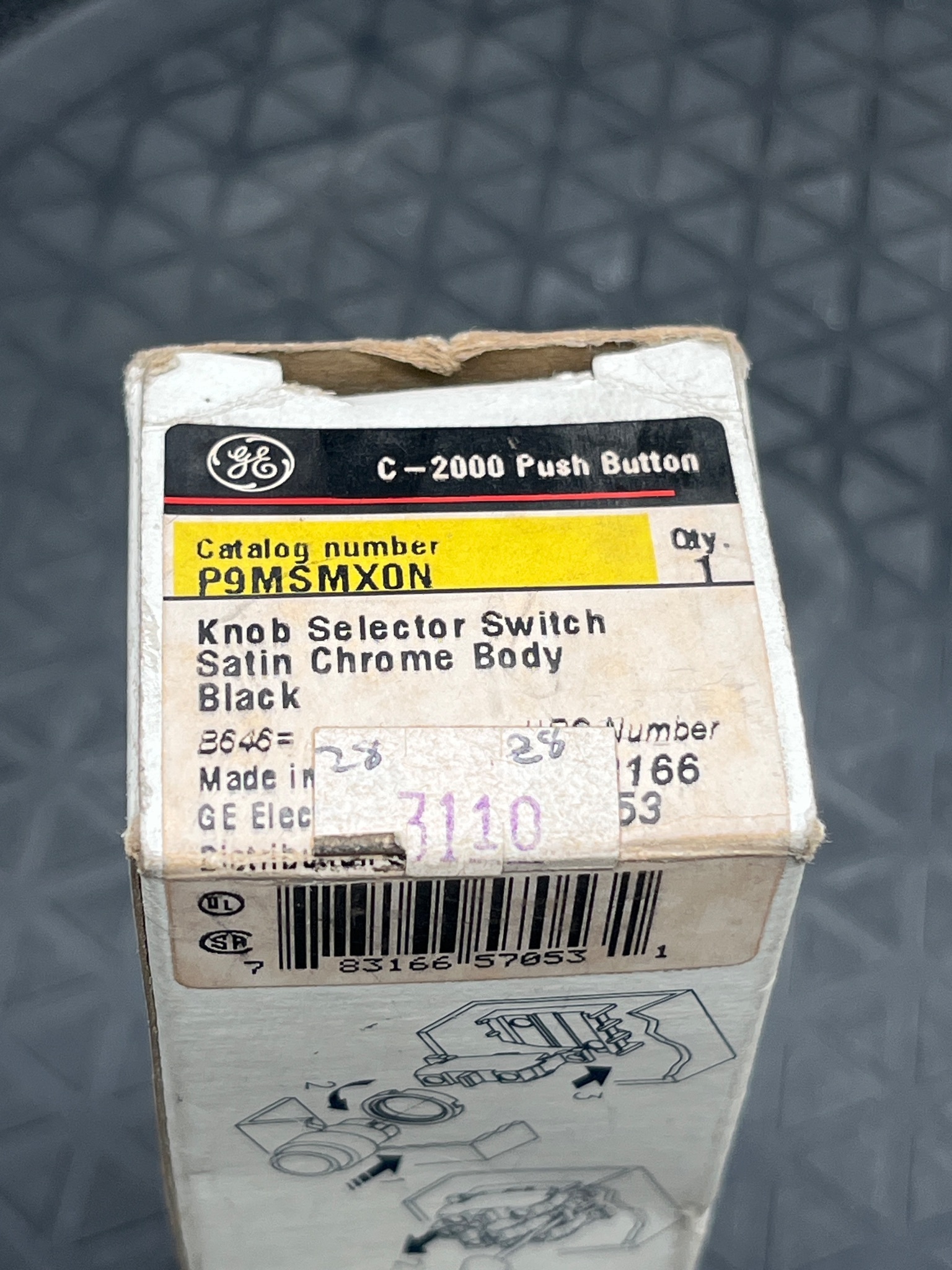 GENERAL ELECTRIC P9MSMXON Knob Selector Switch NEW 4