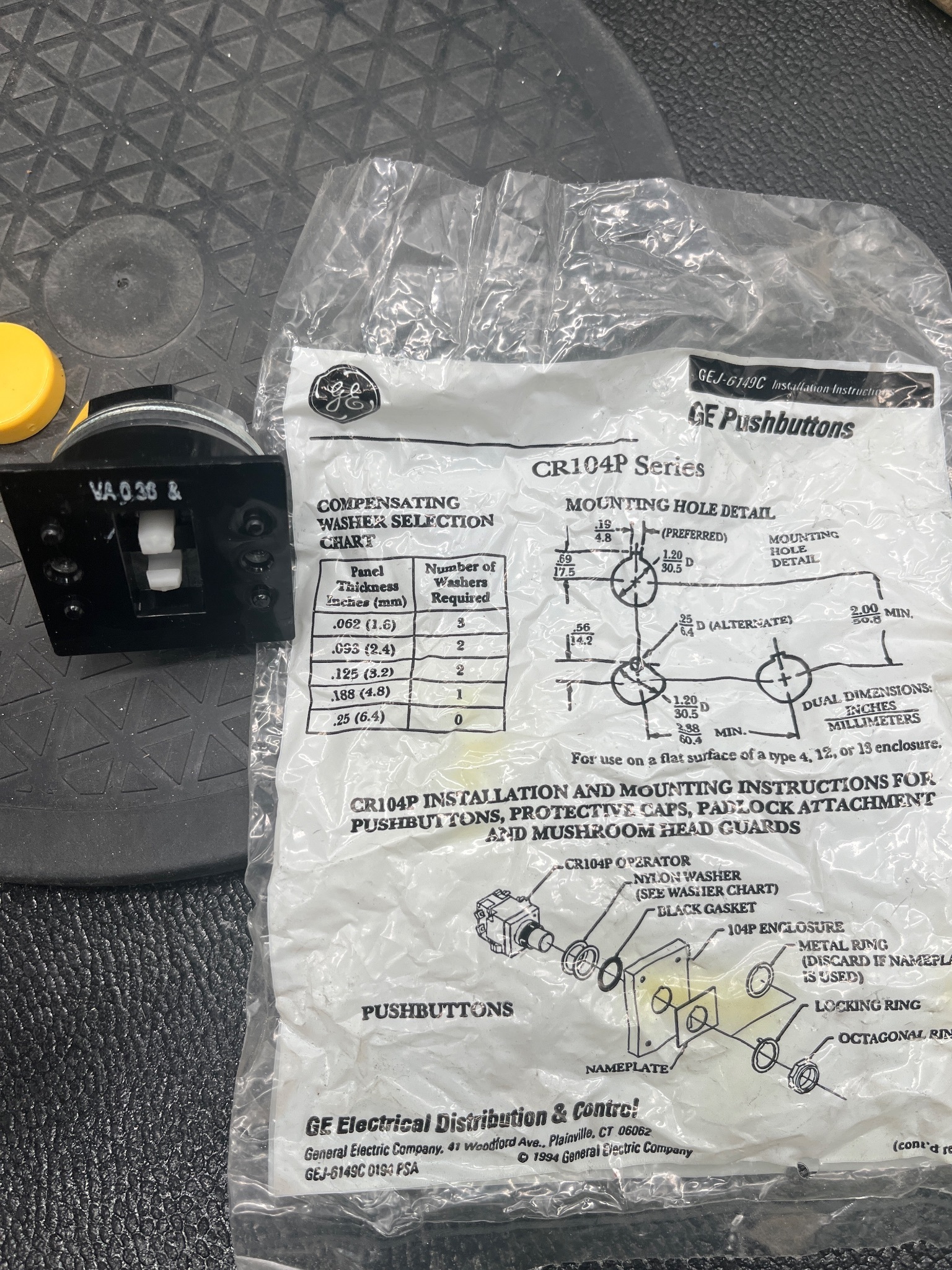 GENERAL ELECTRIC CR104PBG00U2 Knob Selector Switch NEW 6