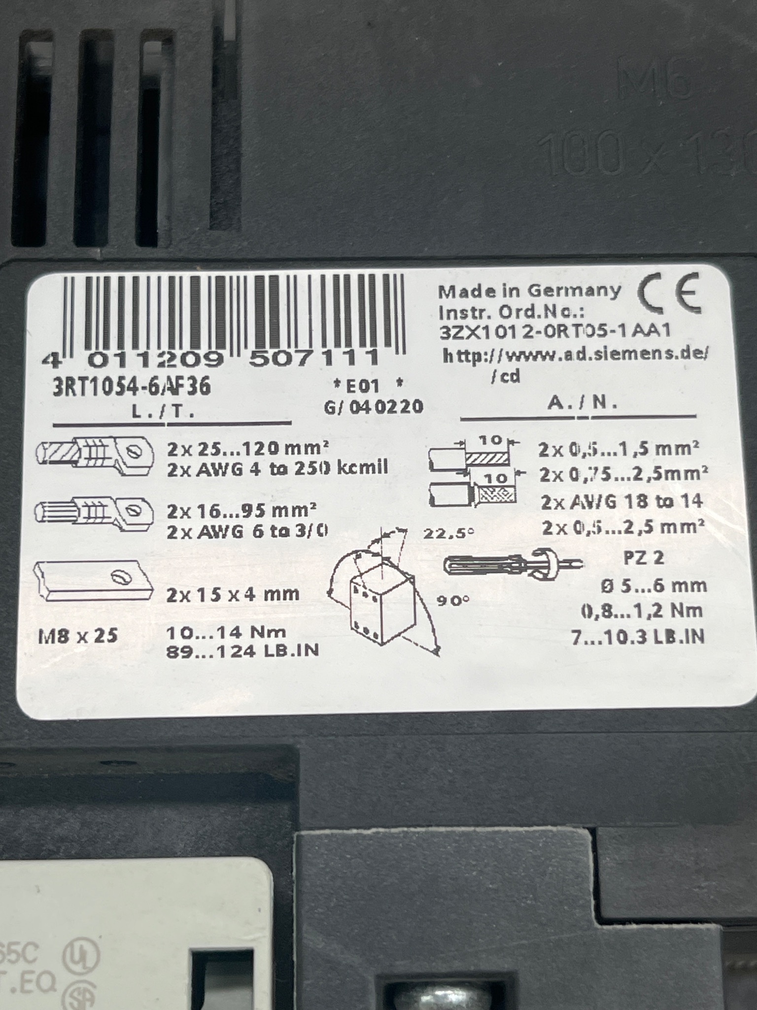 SIEMENS 3RT1054-6AF36 Contactor USED 6