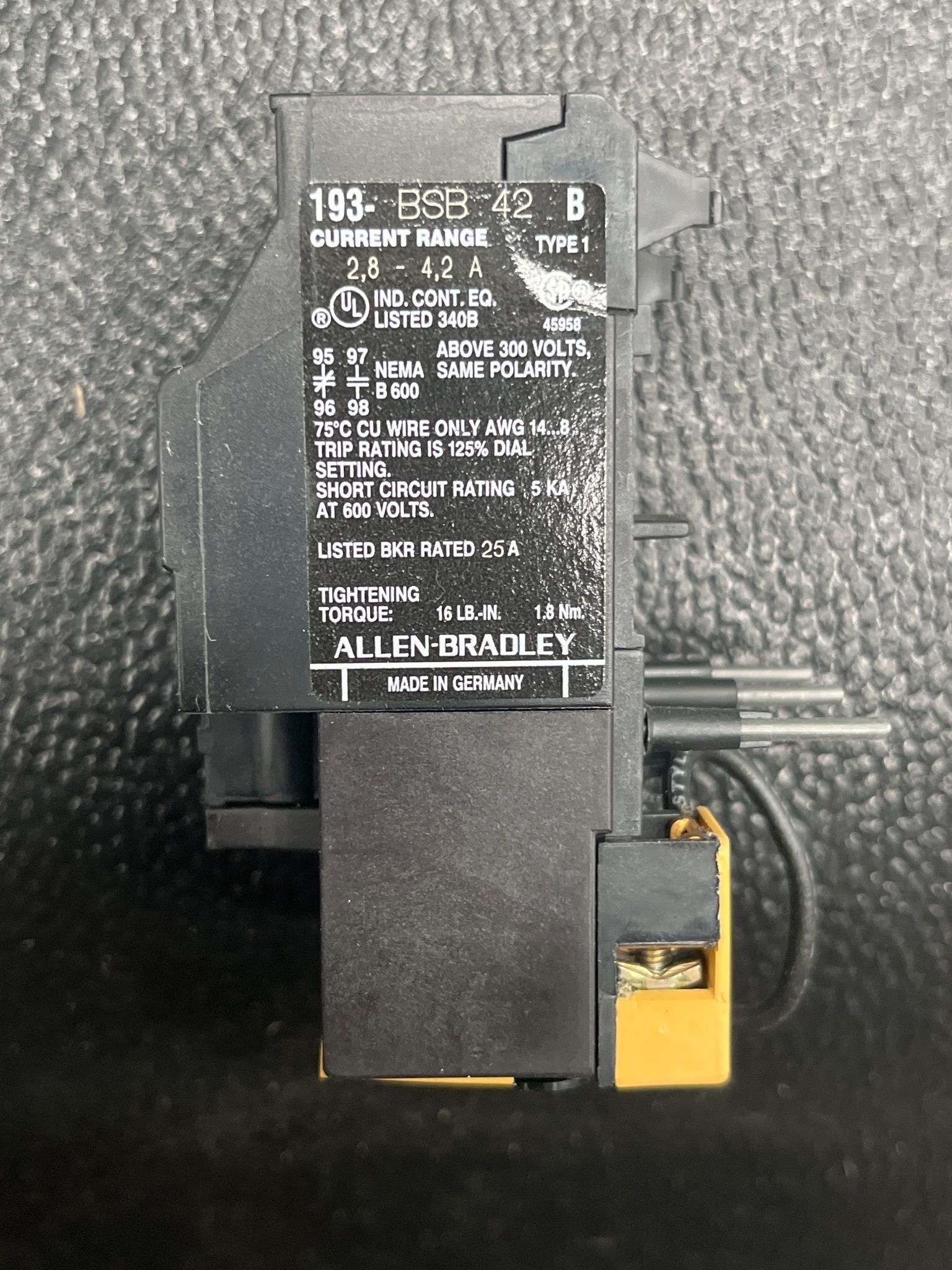 ALLEN BRADLEY 193-BSB42 Overload Relay Bimetallic NEW 6