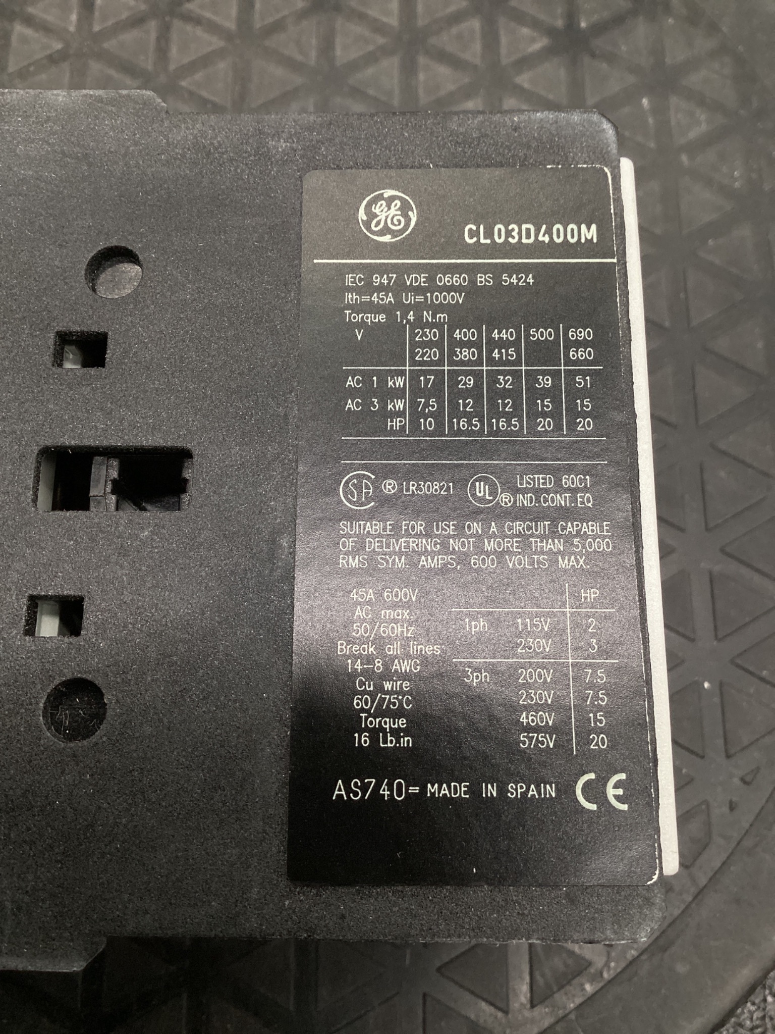 GENERAL ELECTRIC CL03D400MD Contactor NEW 9