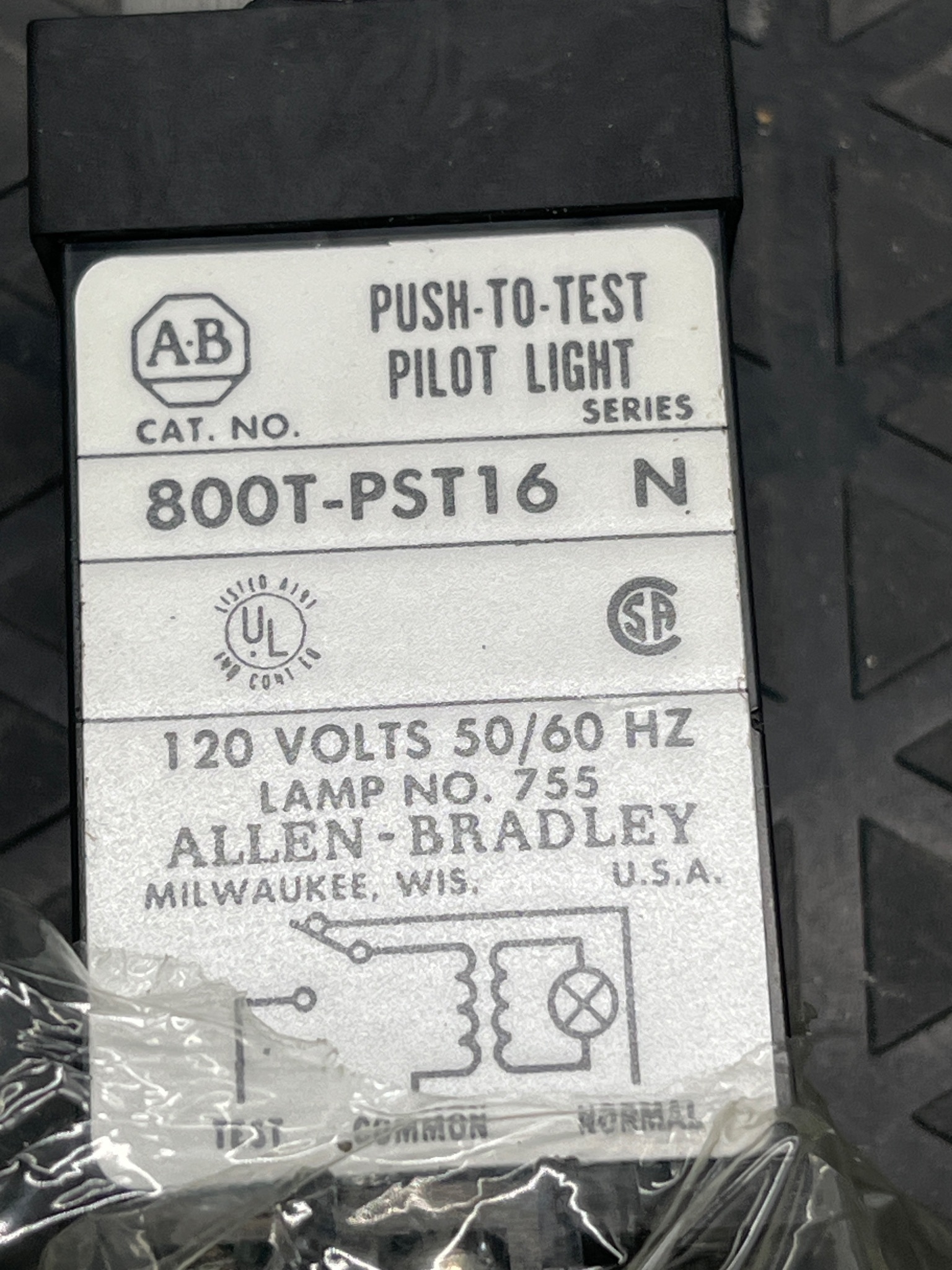 ALLEN BRADLEY 800T-PST16A Push-to-Test Pilot Light NEW 6