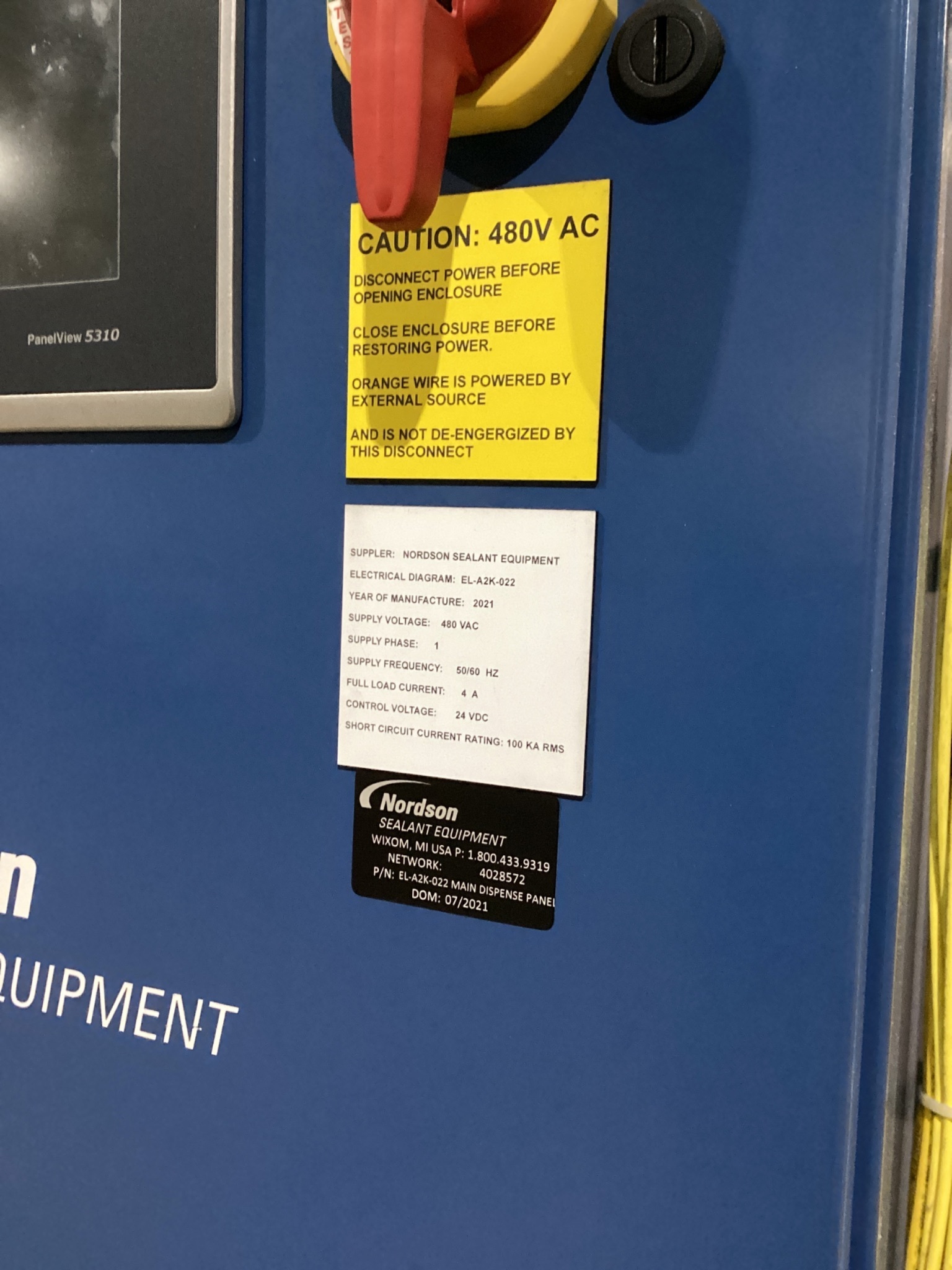 NORDSON EL-A2K-022 Main Dispense Panel USED 3