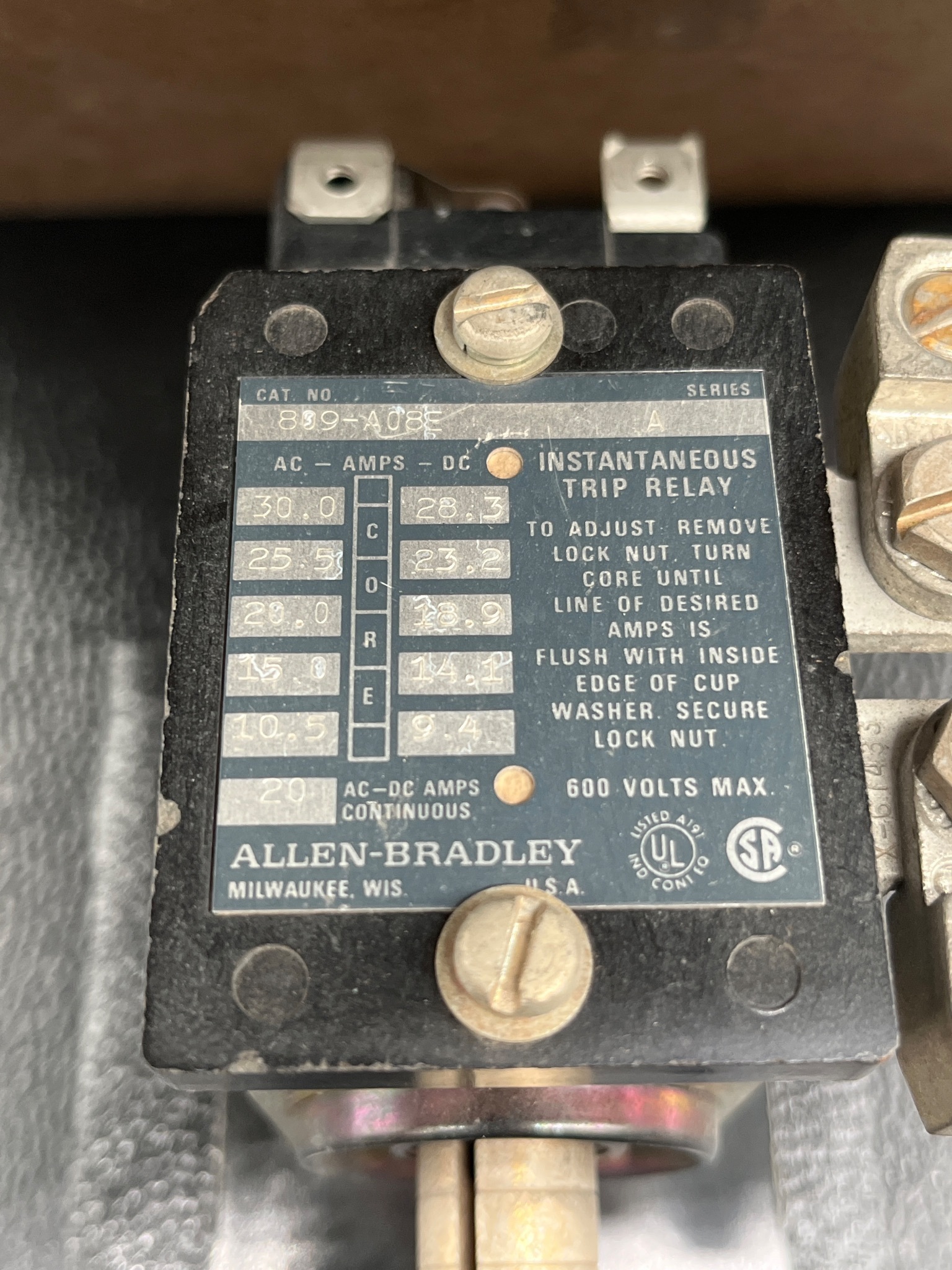 ALLEN BRADLEY 809-A08E Trip Relay USED 4