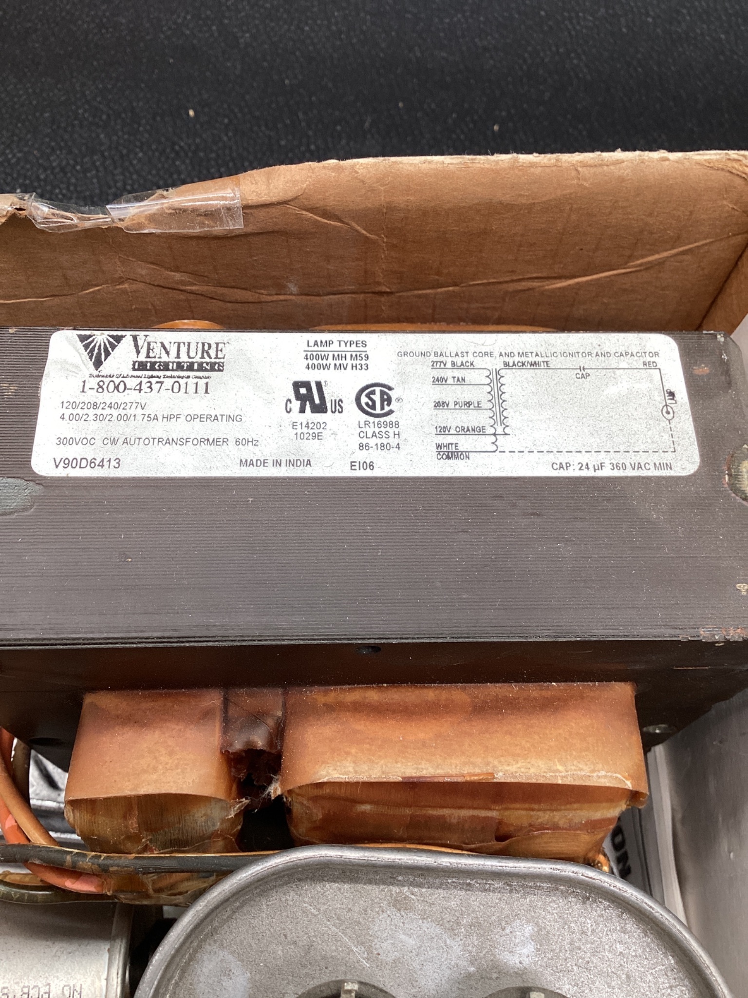 VENTURE V90D6413 Metal Halide Ballast 400W USED 5