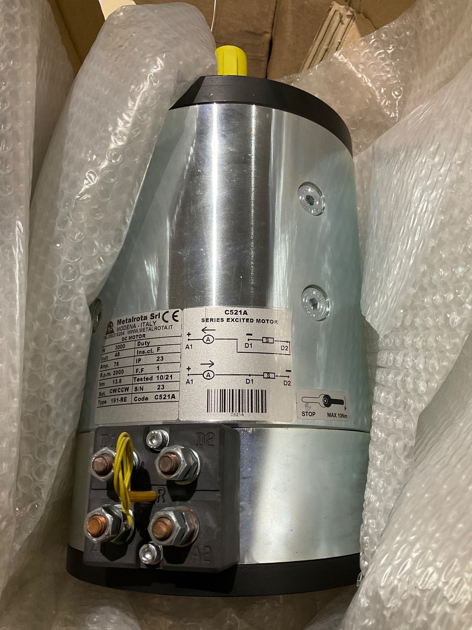 METALROTA 191-RE DC Motor 3000W 48V NEW 0