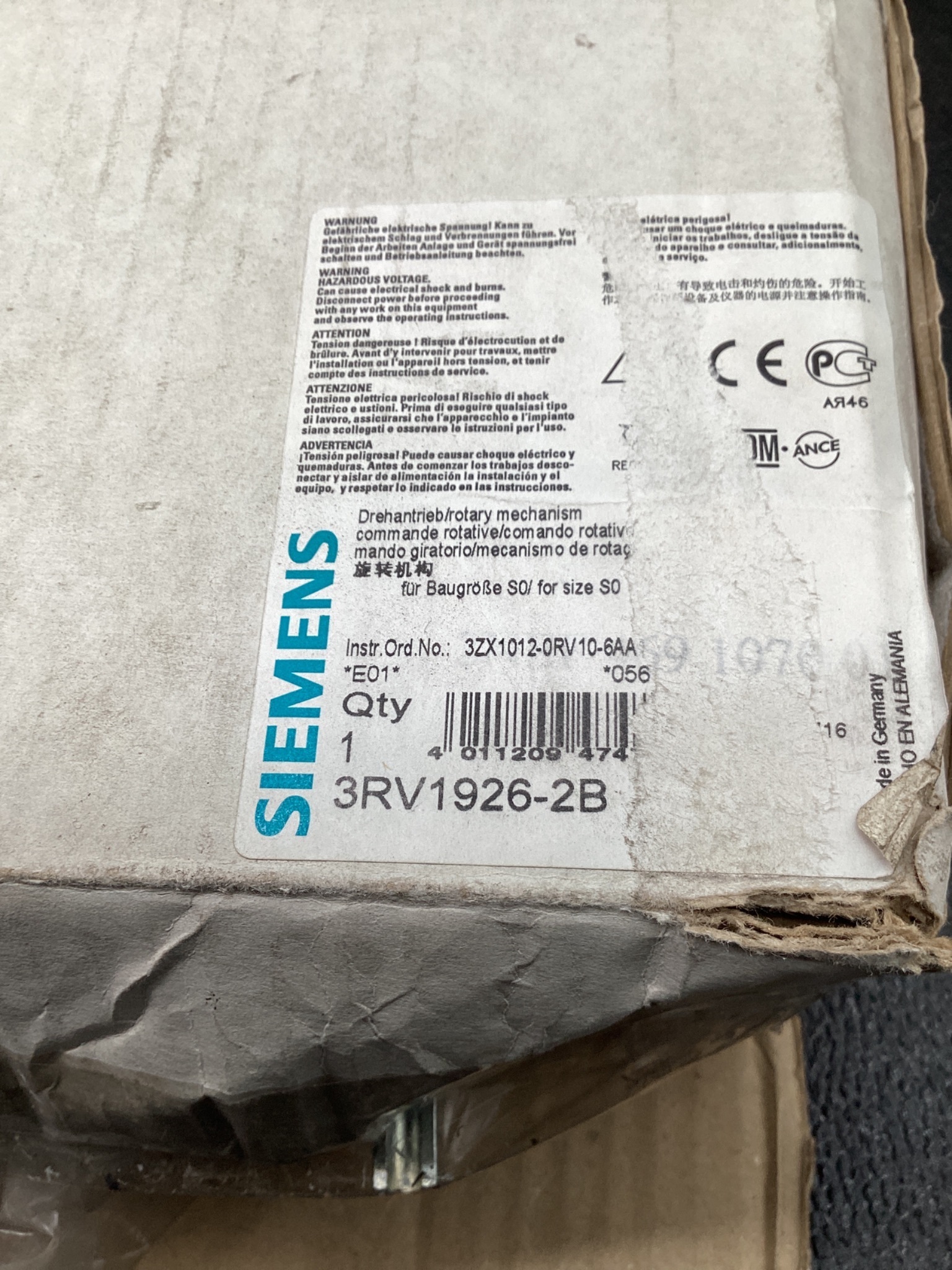 SIEMENS 3RV1926-2B Door Coupling Rotary Mechanism NEW 5