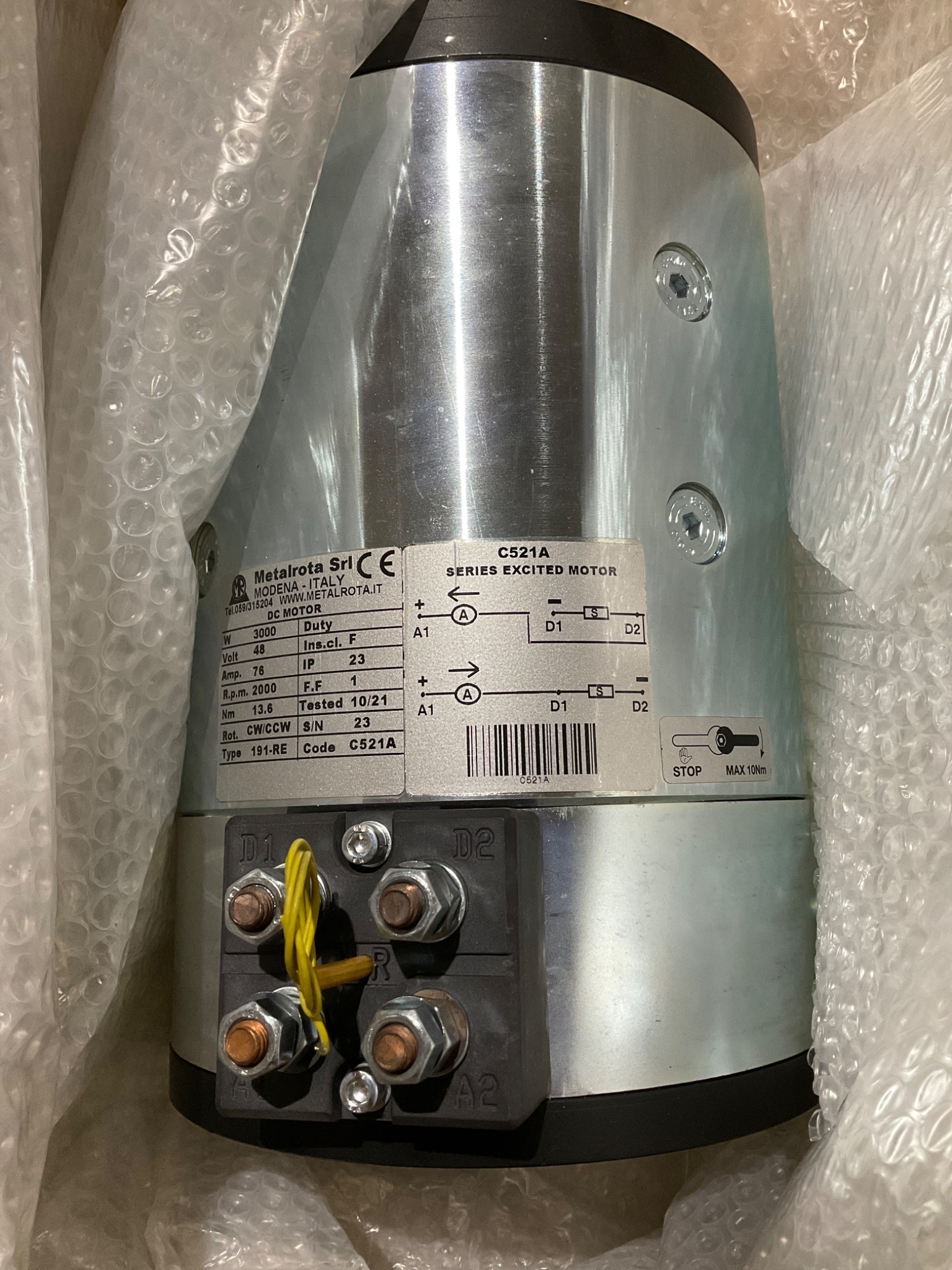 METALROTA 191-RE DC Motor 3000W 48V NEW 3