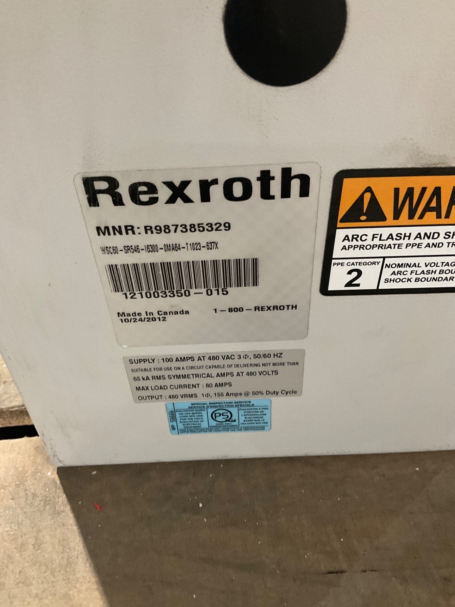 BOSCH REXROTH WSC60-SR546-T6300-0MA64-T1023-637X Weld Controller USED 6