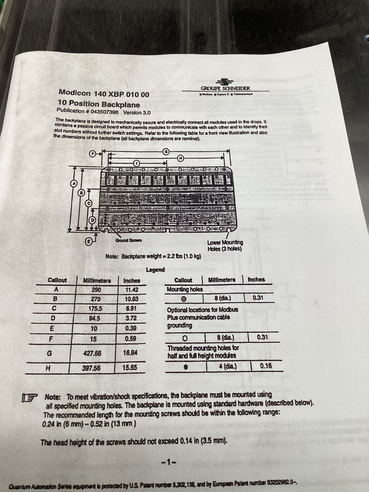 SCHNEIDER 140XBP01000 TSX Quantum 10 Slot Backplane NEW 4