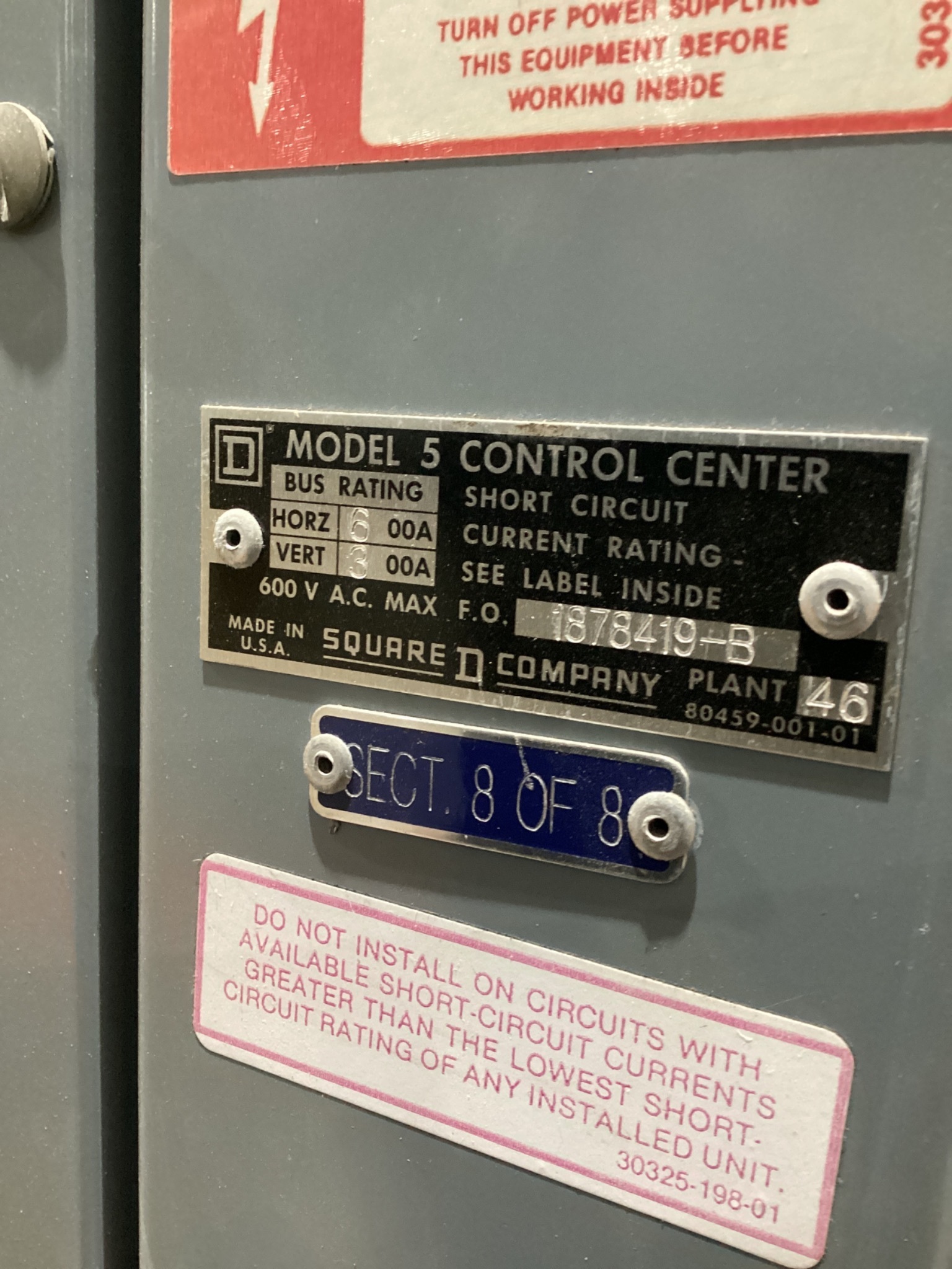SQUARE D MODEL 5 Electrical Control Box USED 3