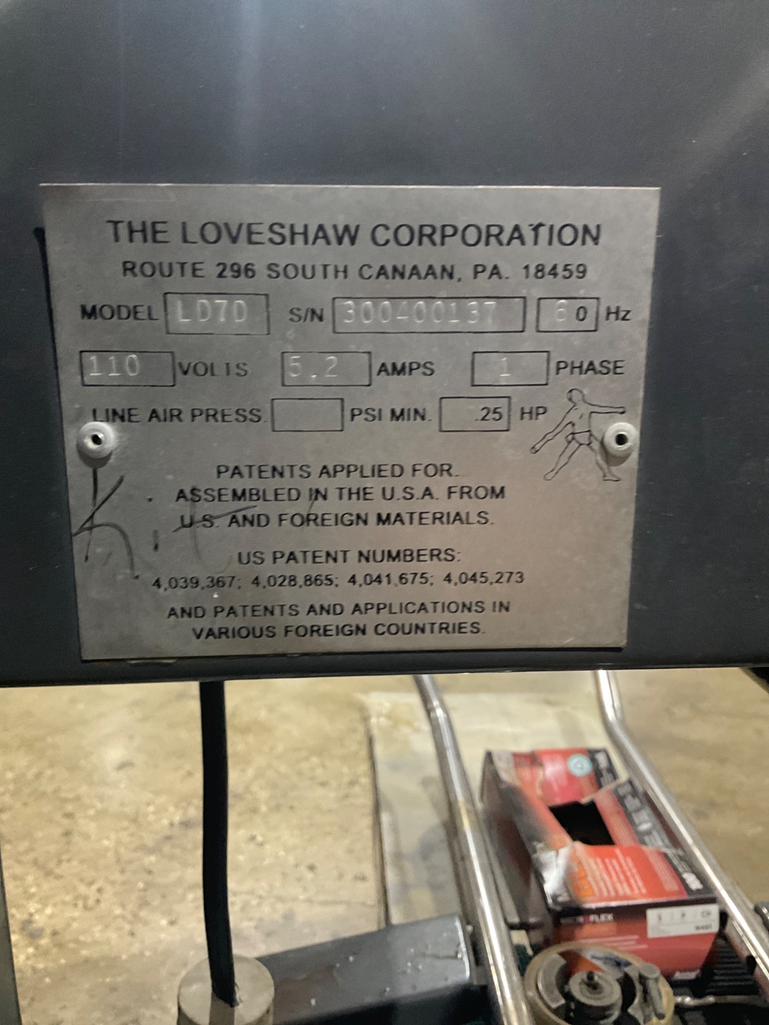 LOVESHAW L07D LITTLE DAVID CASE SEALER USED 1