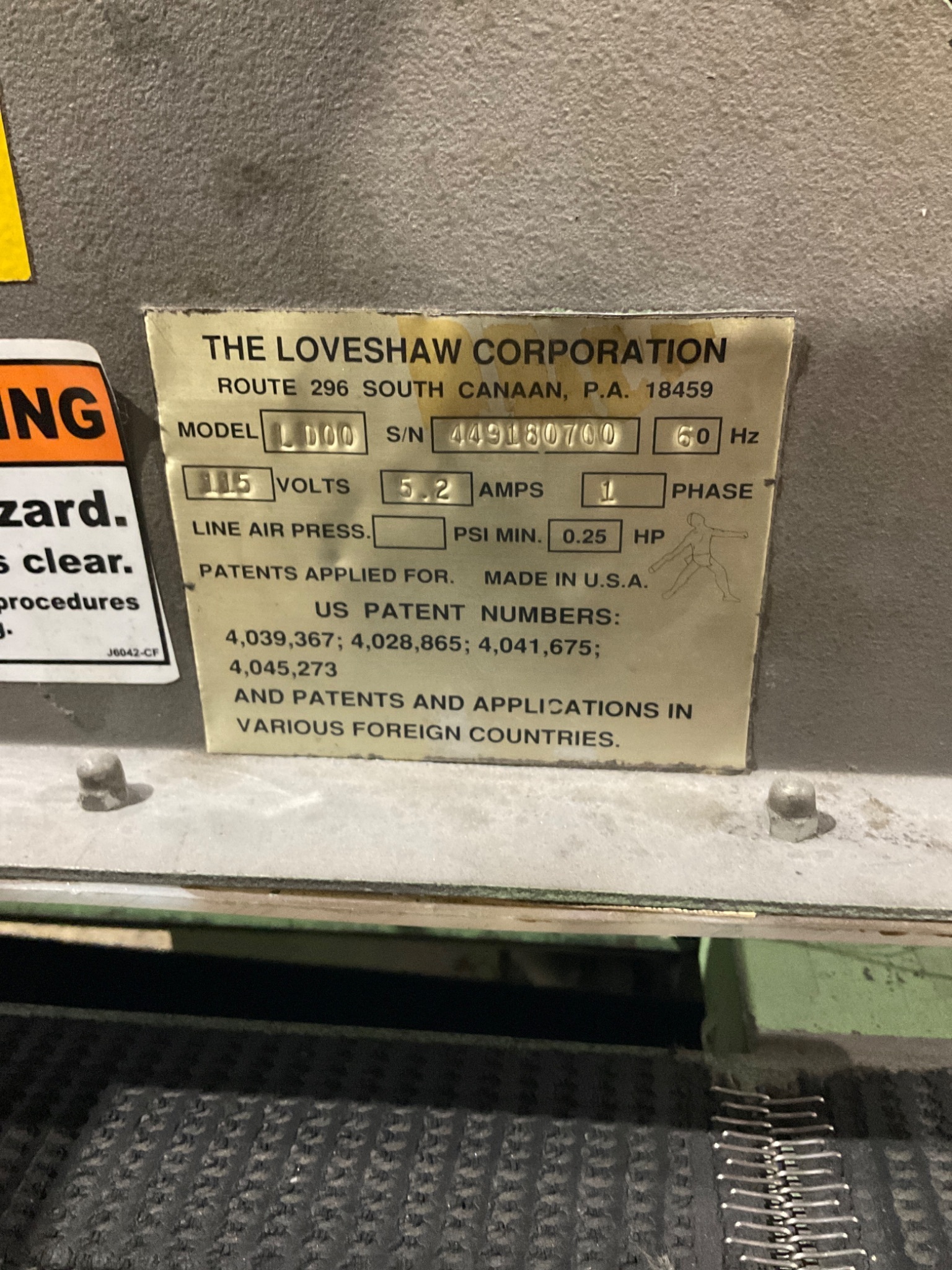 LOVESHAW LD00 LITTLE DAVID CASE SEALER USED 1