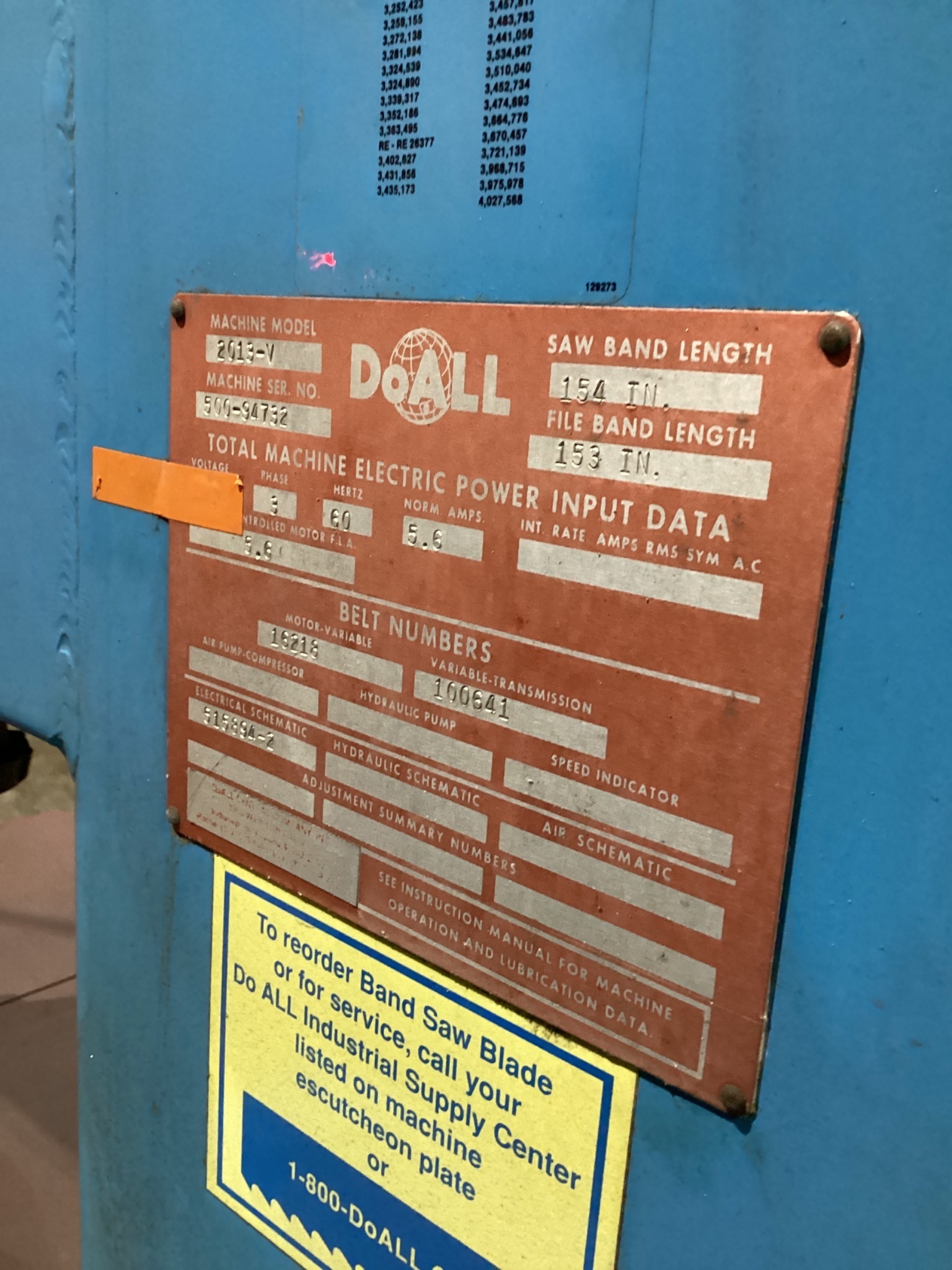 DO ALL 2013-V BANDSAWS USED 3