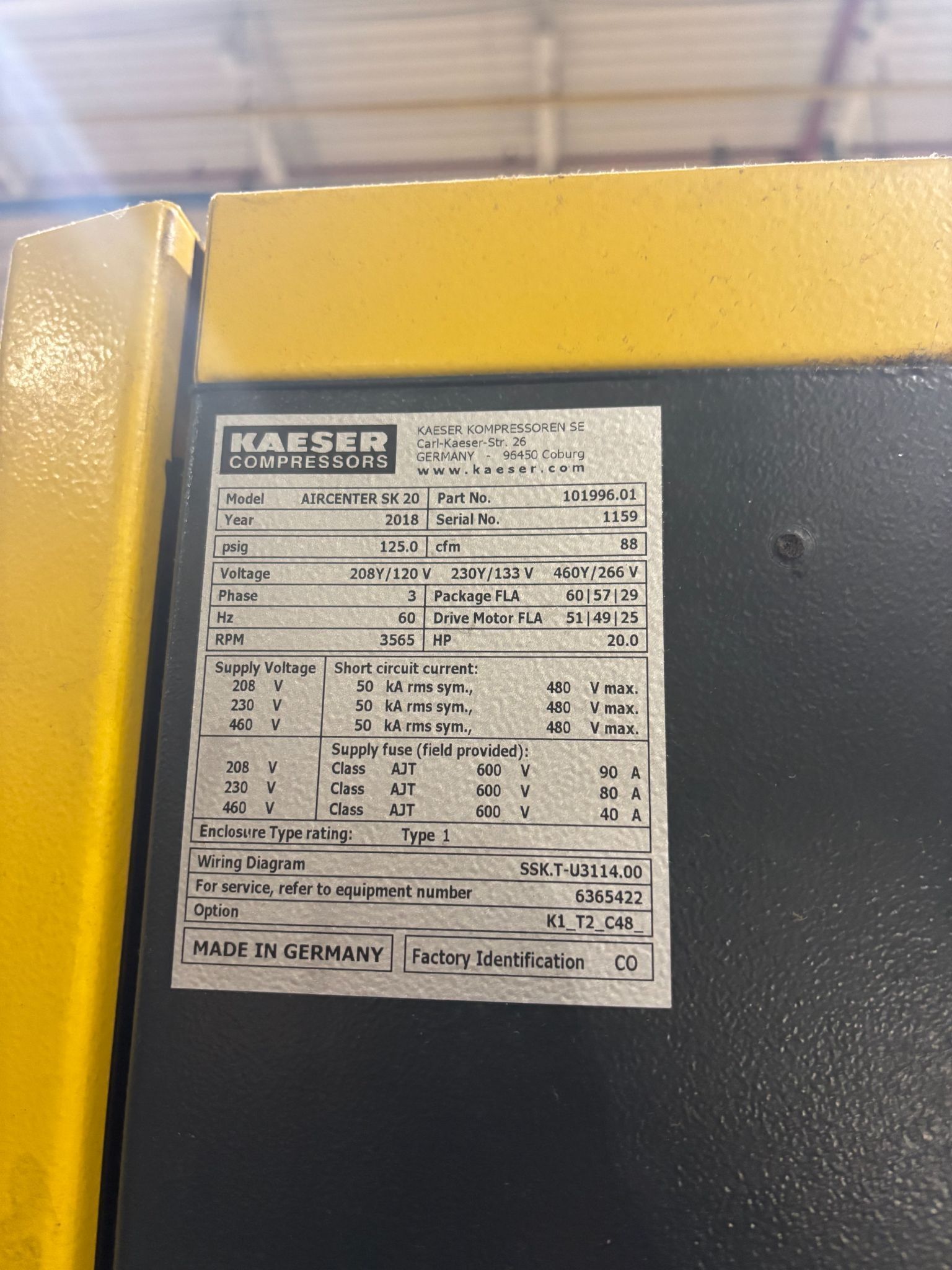 KAESER AirCenter SK20 20HP Rotary Screw Compressor USED 10