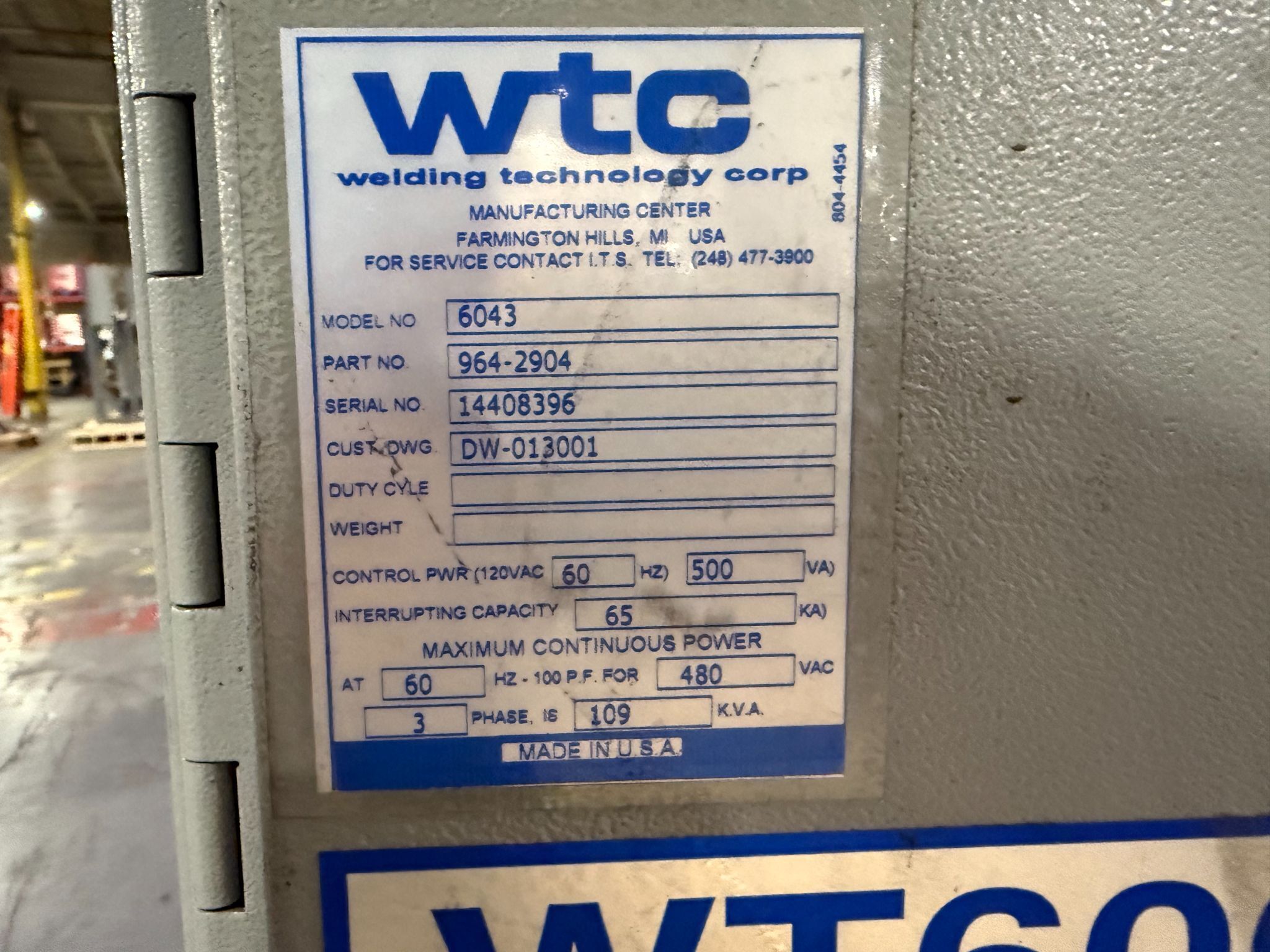 WTC 6043 Gen 6 Weld Controller USED 2