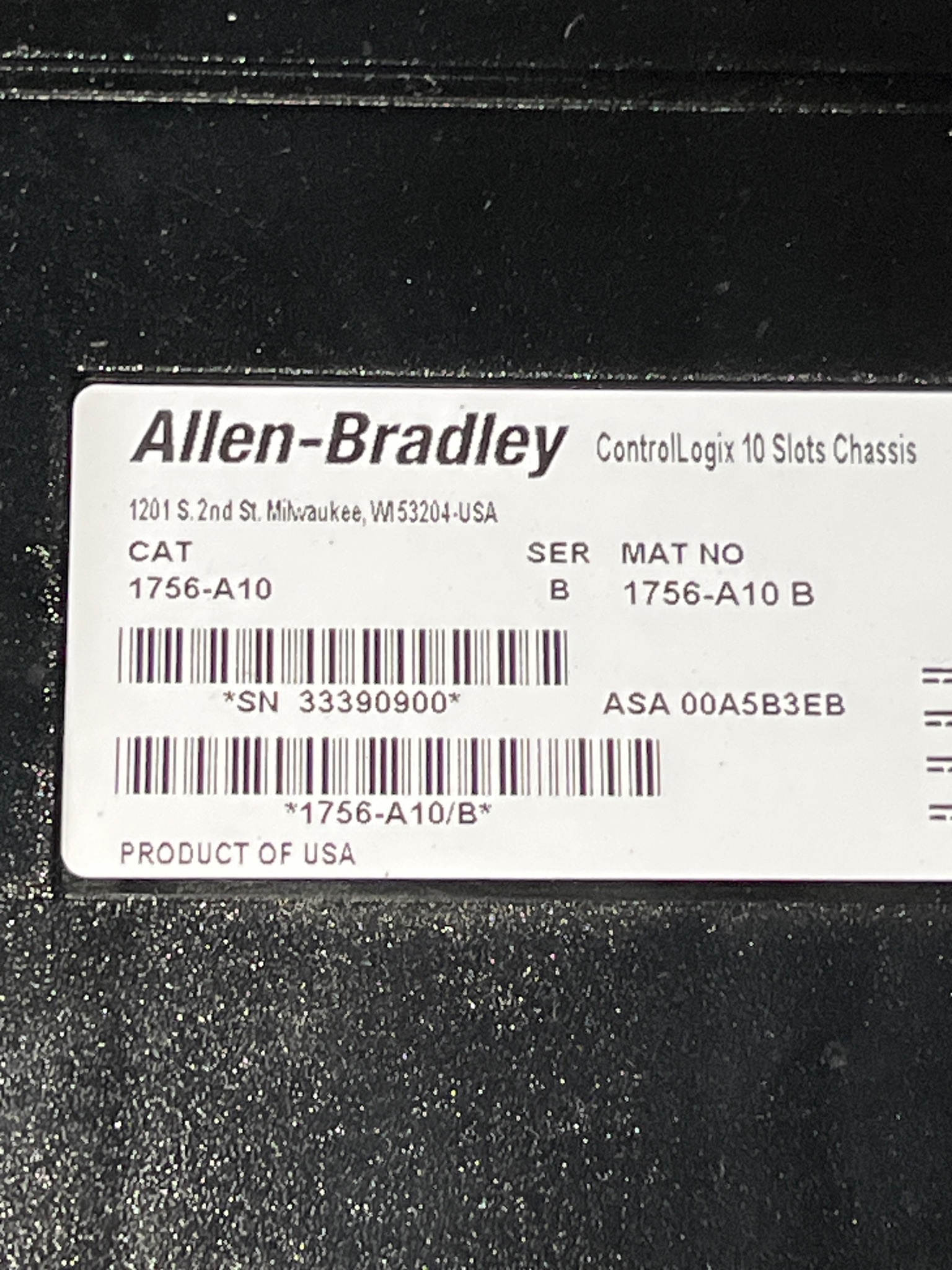 ALLEN BRADLEY 1756-A10 ControlLogix 10-Slot Assembly USED 6