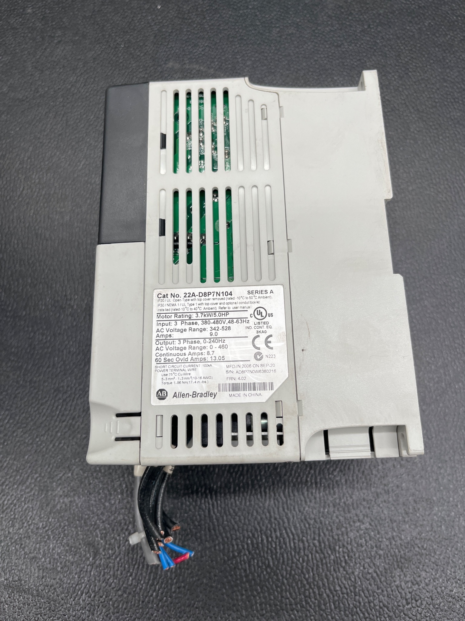 ALLEN BRADLEY 22A-D8P7N104 PowerFlex 4 AC Drive USED 4