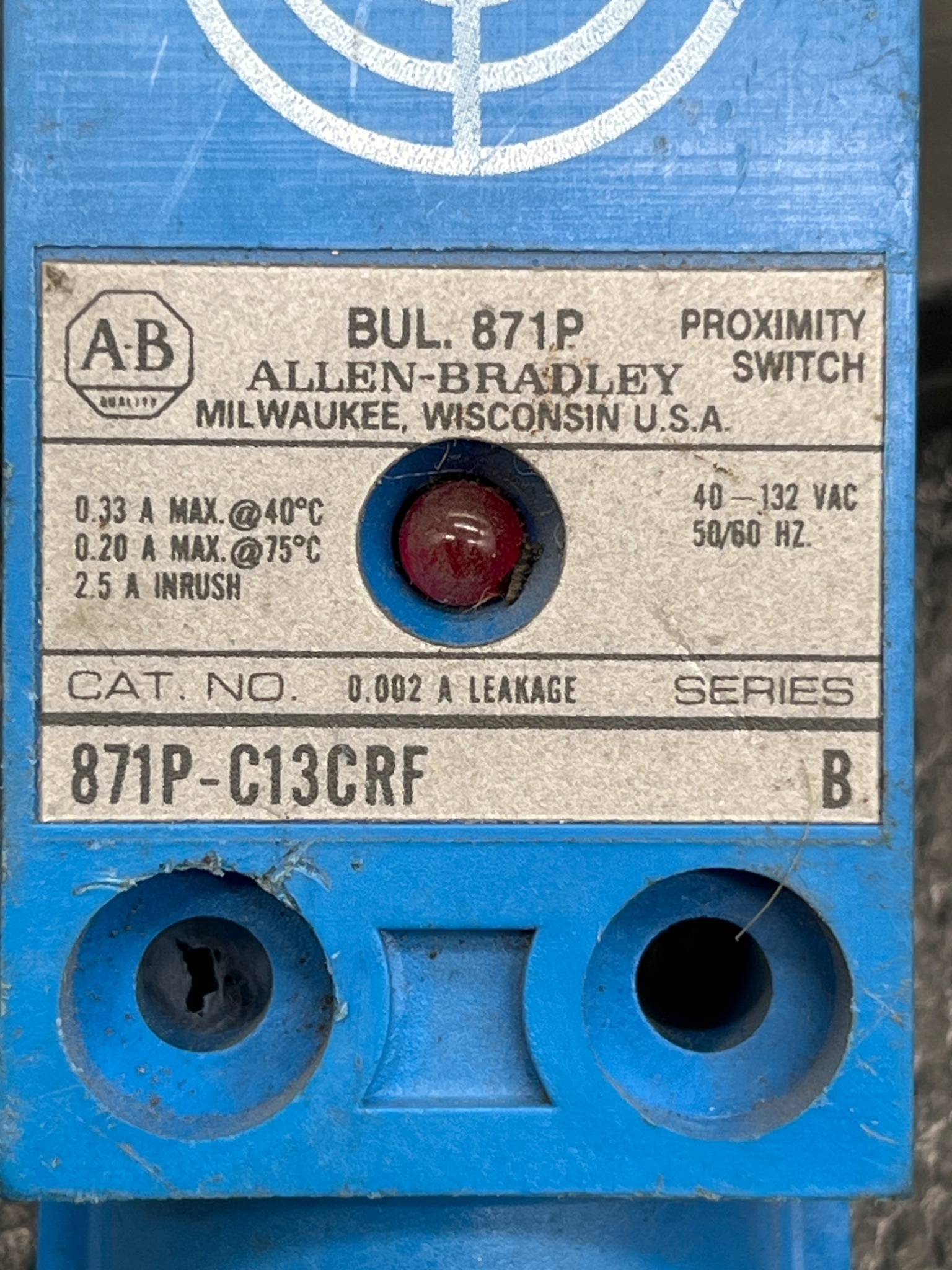 ALLEN BRADLEY 871P-C13CRF Proximity Switch USED 5