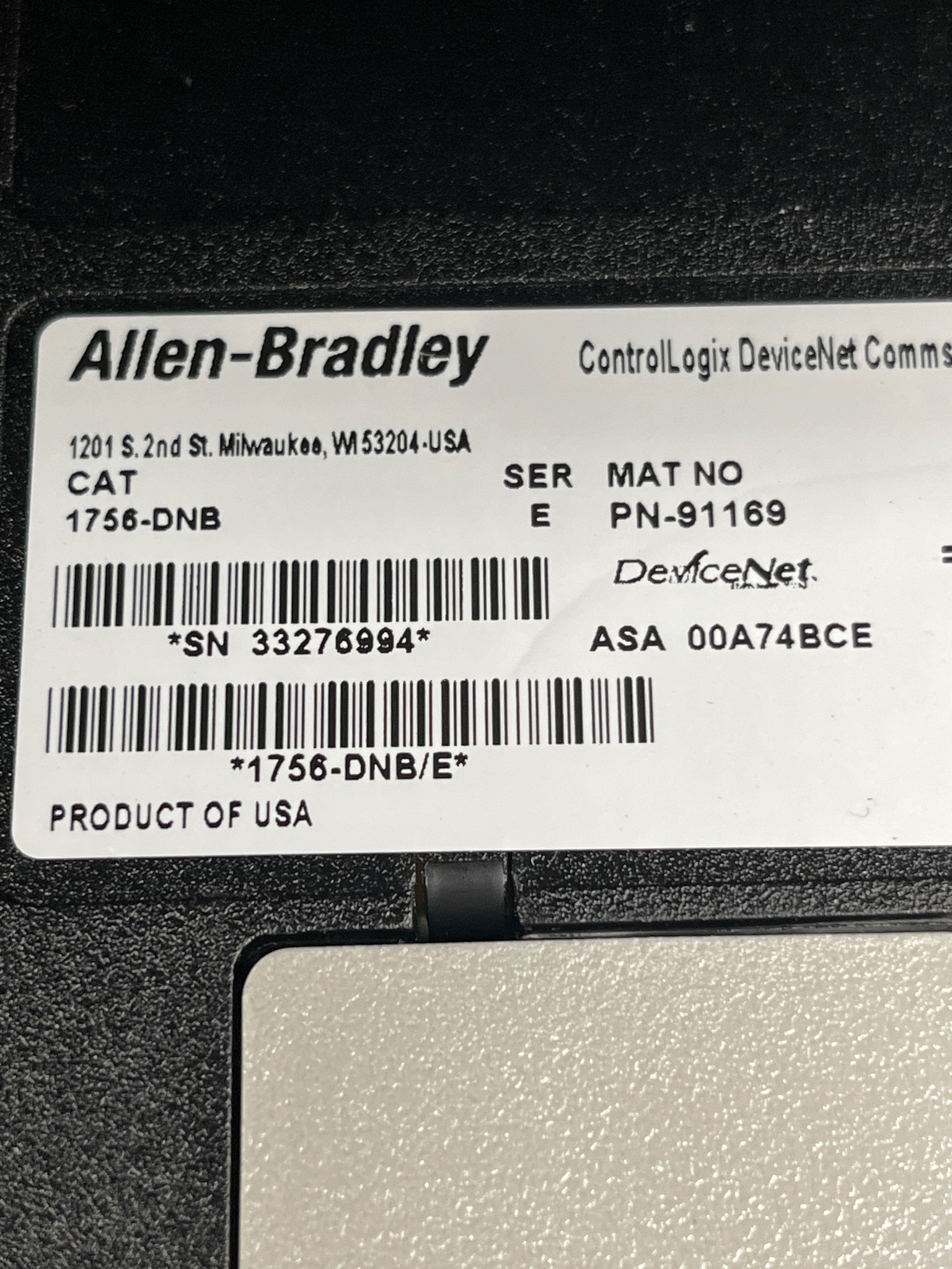 ALLEN BRADLEY 1756-DNB DeviceNet Communication Module USED 5