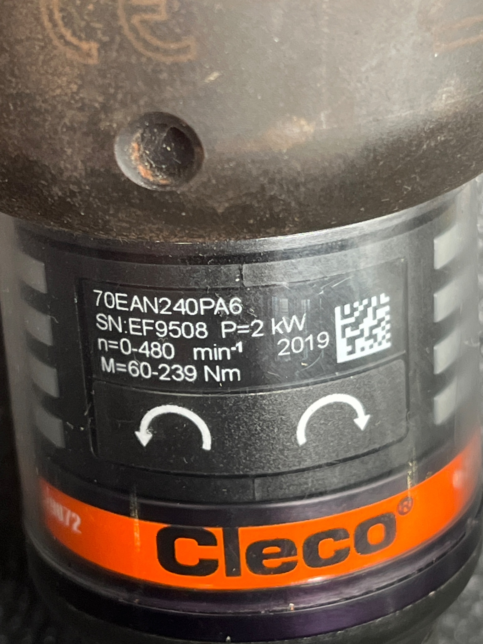 CLECO 70EAN240PA6 ELECTRIC NUTRUNNER 60–239 NM USED 3