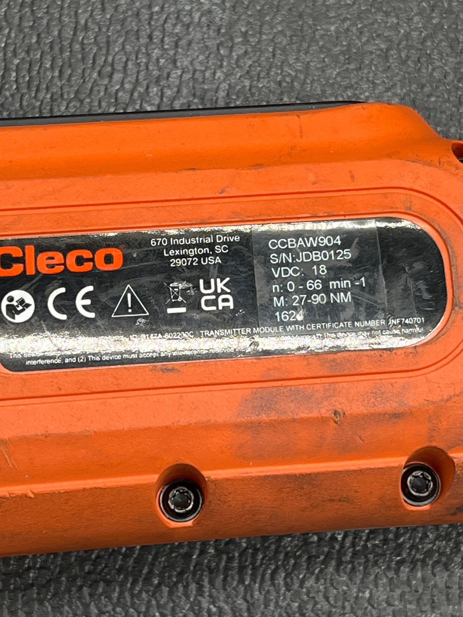 CLECO CCBAW904 CORDLESS ELECTRONIC TORQUE WRENCH 27–90 NM USED 4