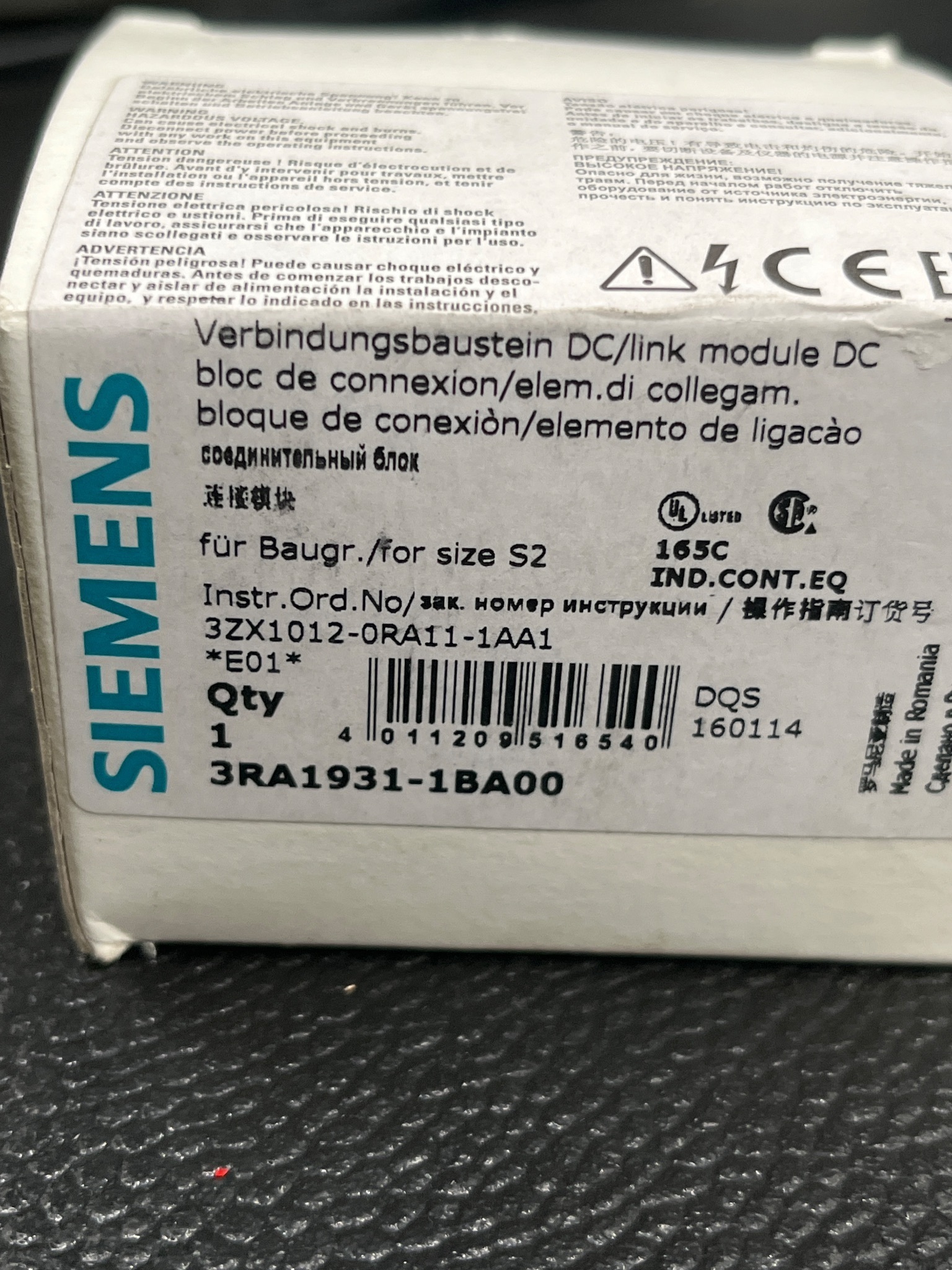 SIEMENS 3RA1931-1BA00 DC Link Module NEW 7