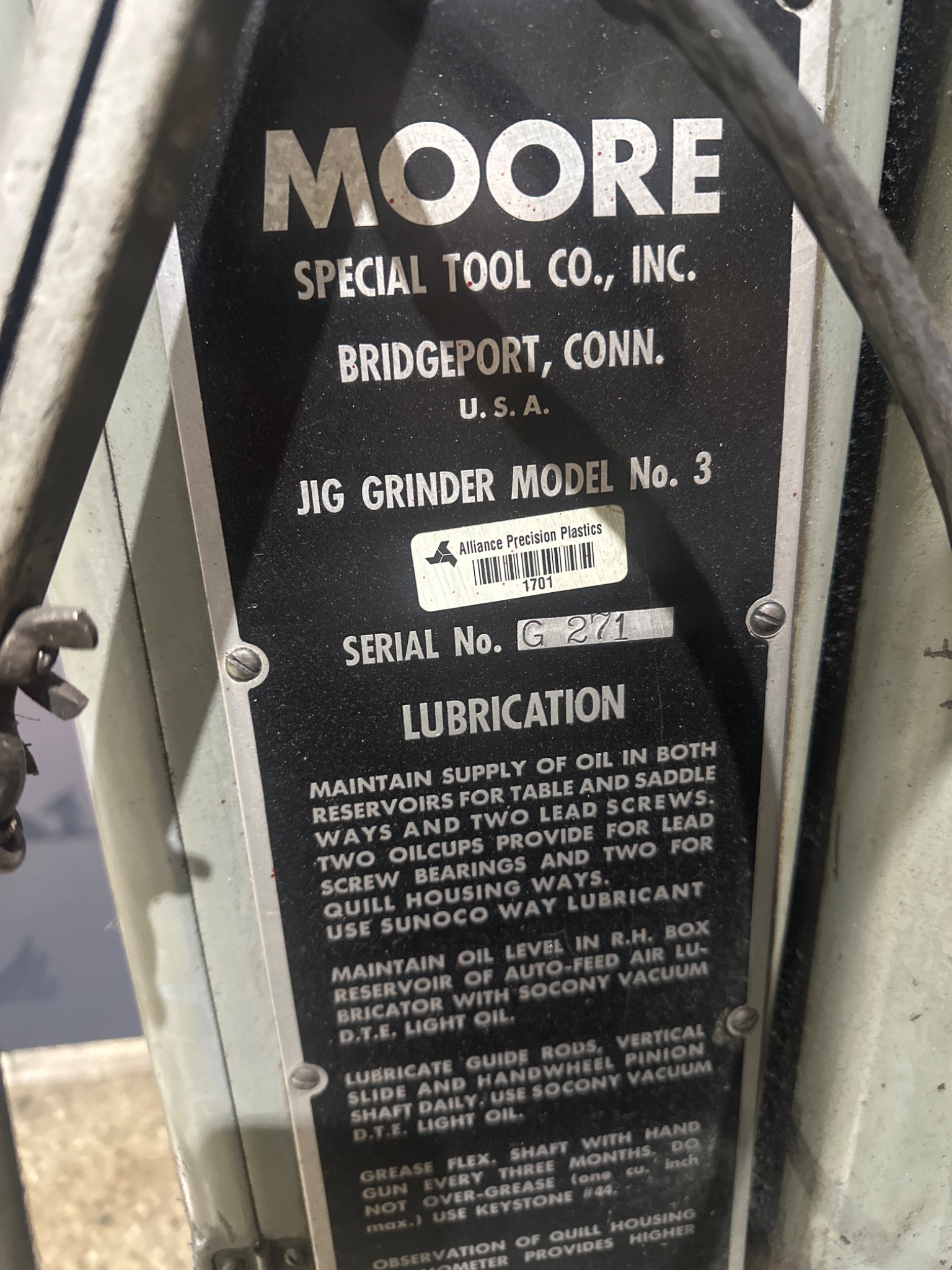 MOORE #3 JIG Grinder USED 11