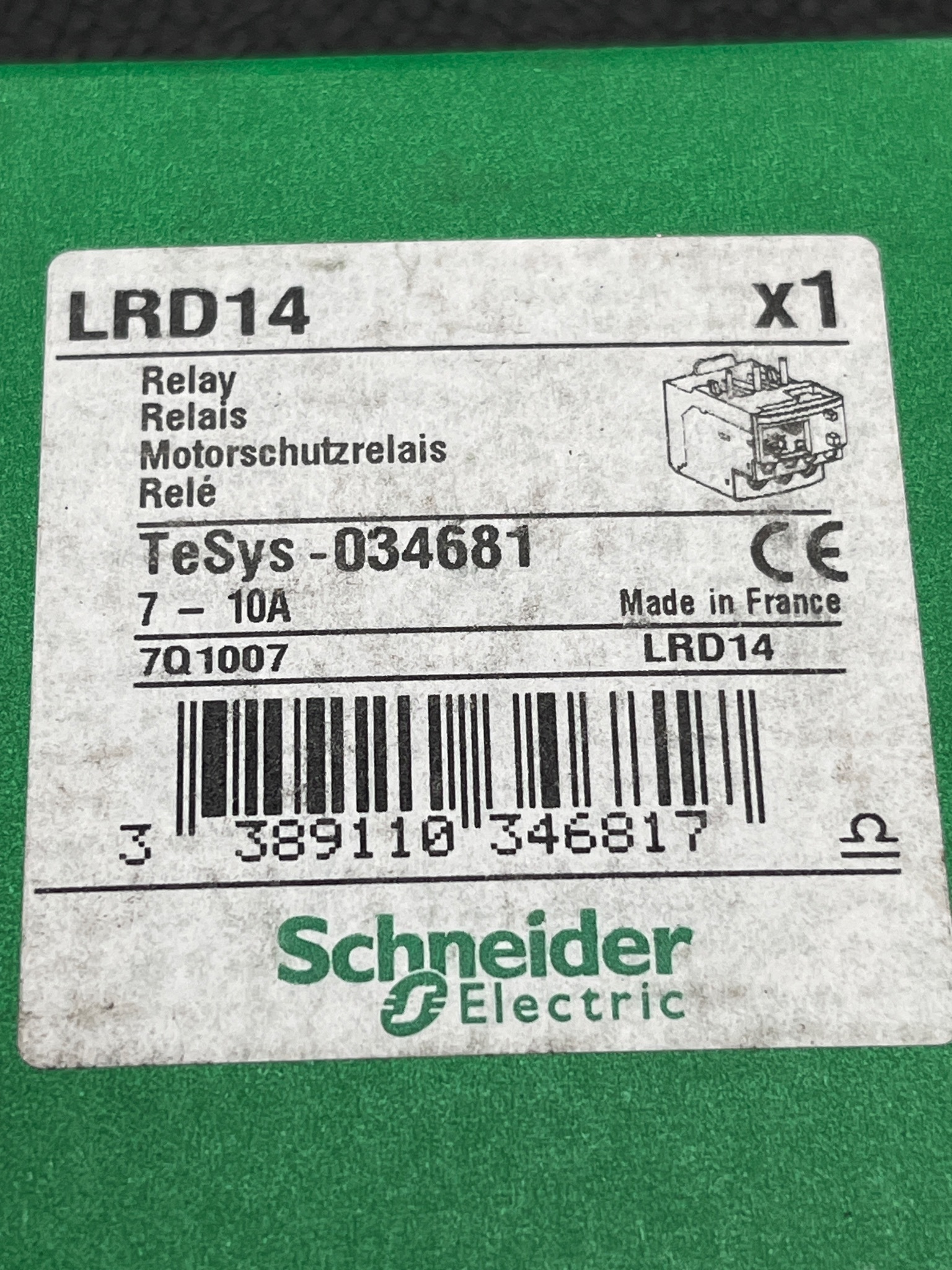 SCHNEIDER ELECTRIC LRD14 MOTOR OVERLOAD RELAY 7–10A USED 4
