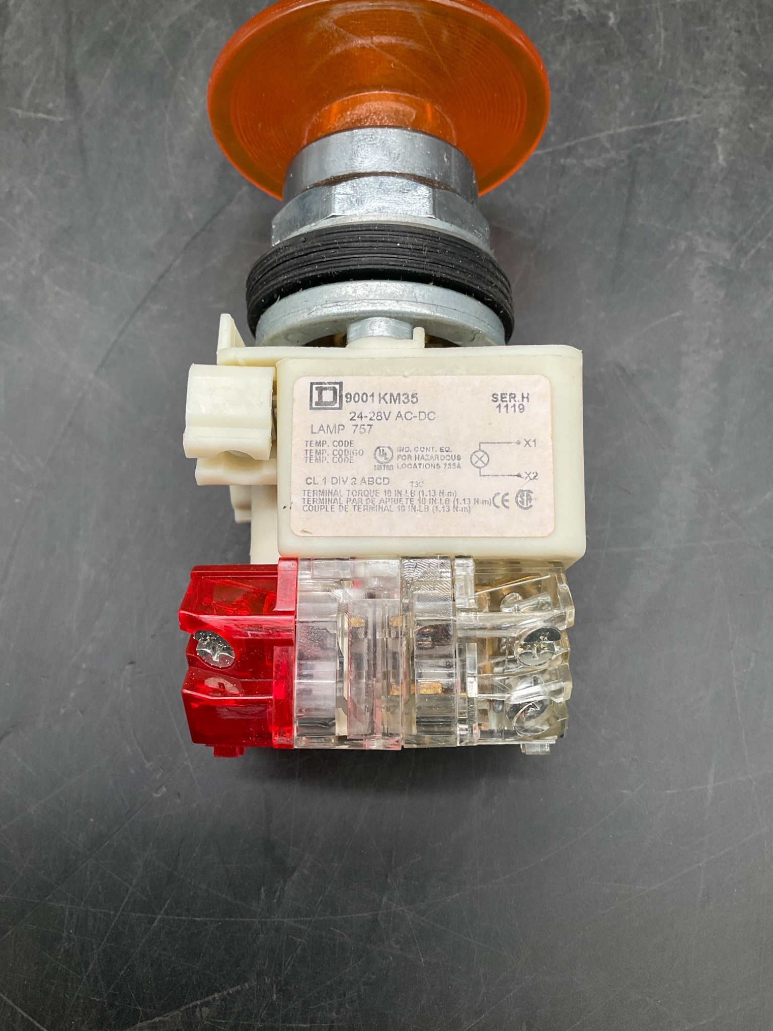 SQUARE D 9001KM35 Orange Mushroom Pushbutton USED 4