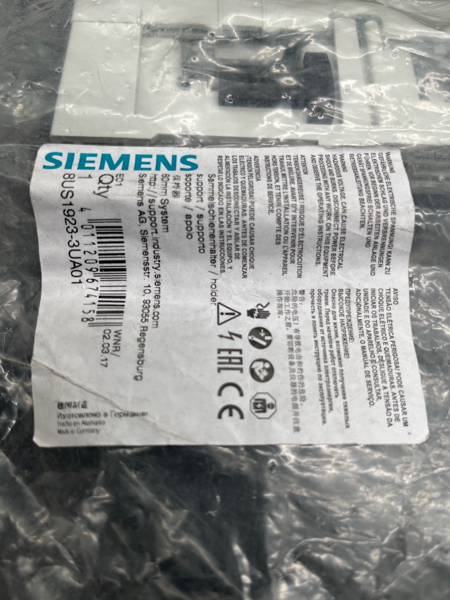 SIEMENS 8US1923-3UA01 Busbar Support NEW 2