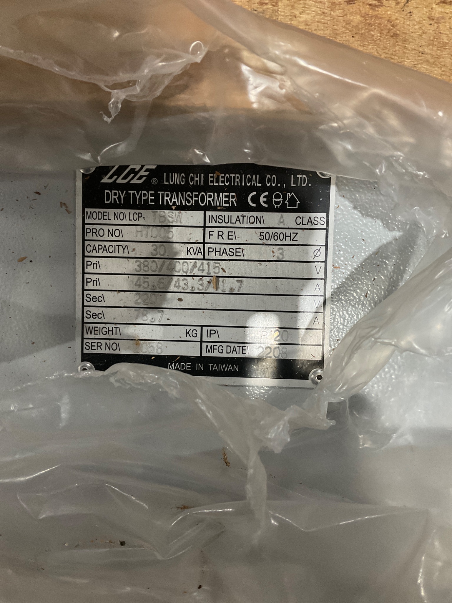 LCE TBSW Dry-Type Transformer 30 KVA 3PH NEW 3