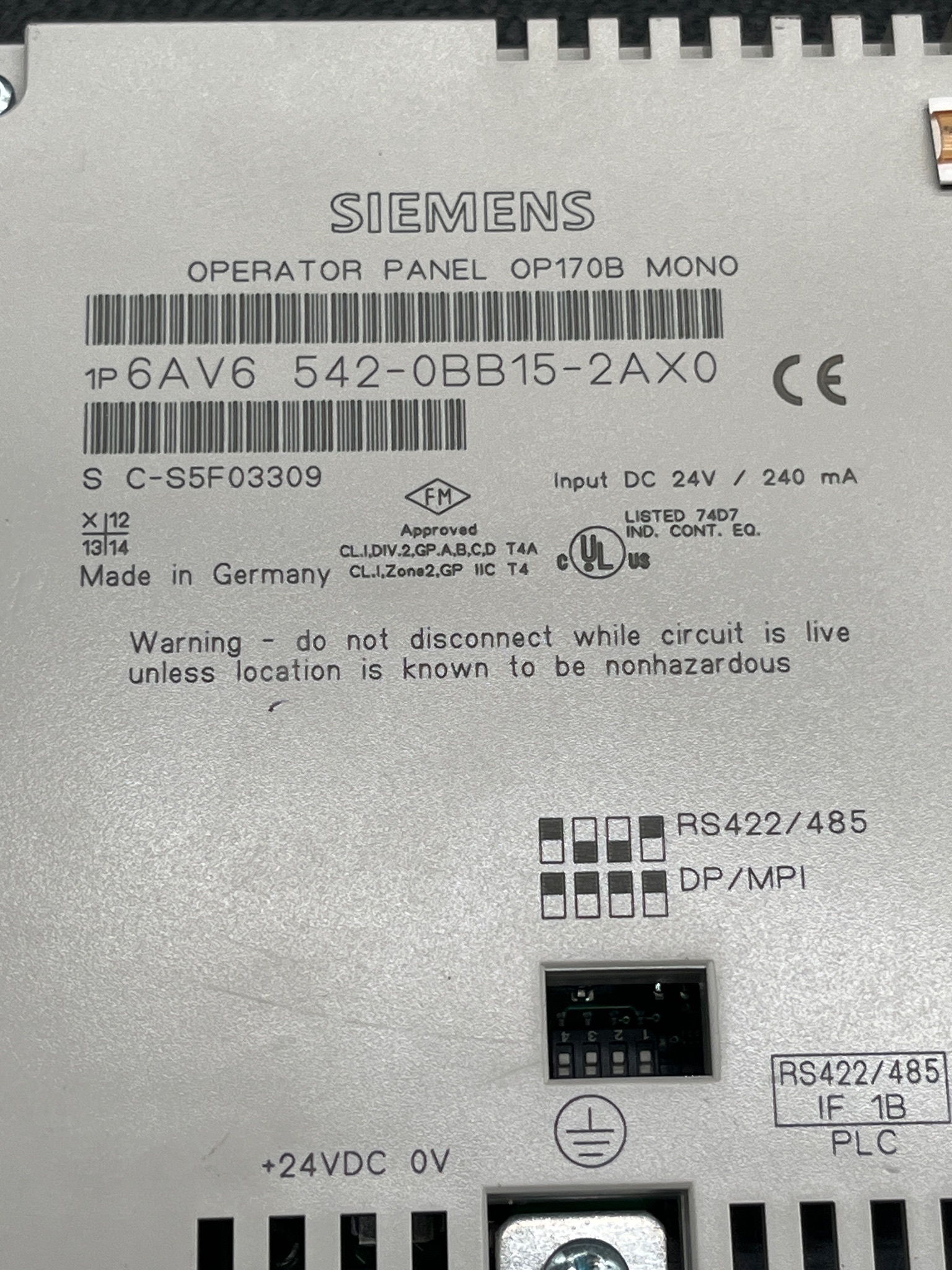 SIEMENS 6AV6 542-0BB15-2AX0 HMI Touch Panel USED 6