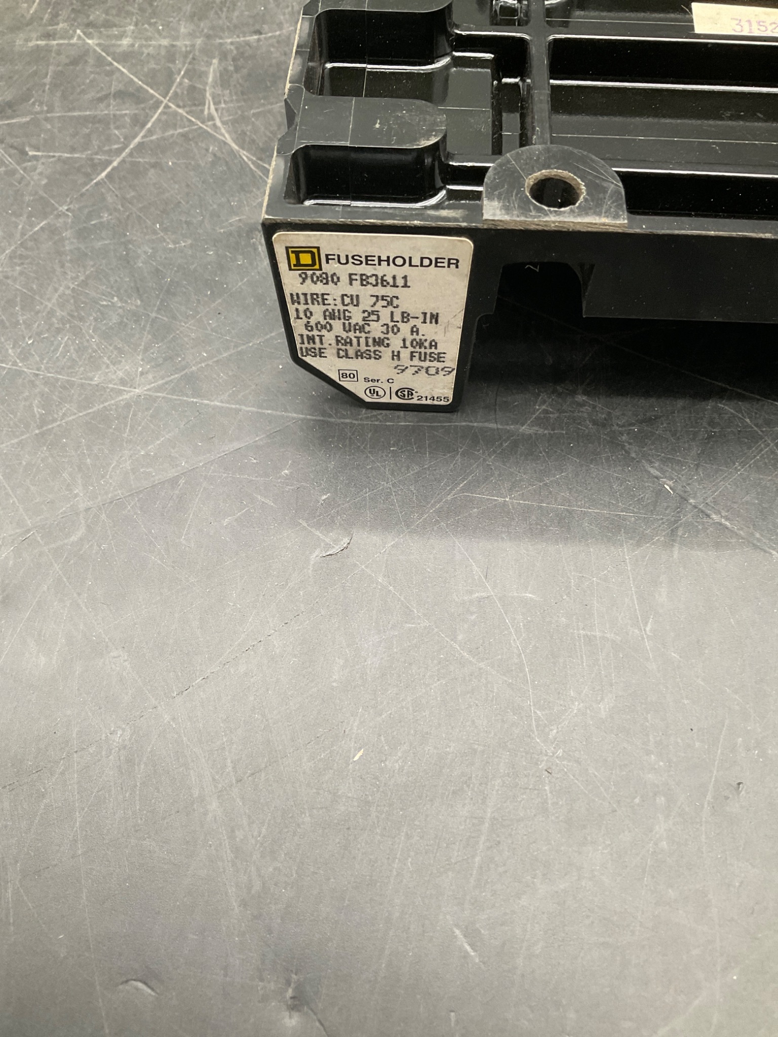 SQUARE D 9080FB3611 3-Pole Fuse Holder USED 2