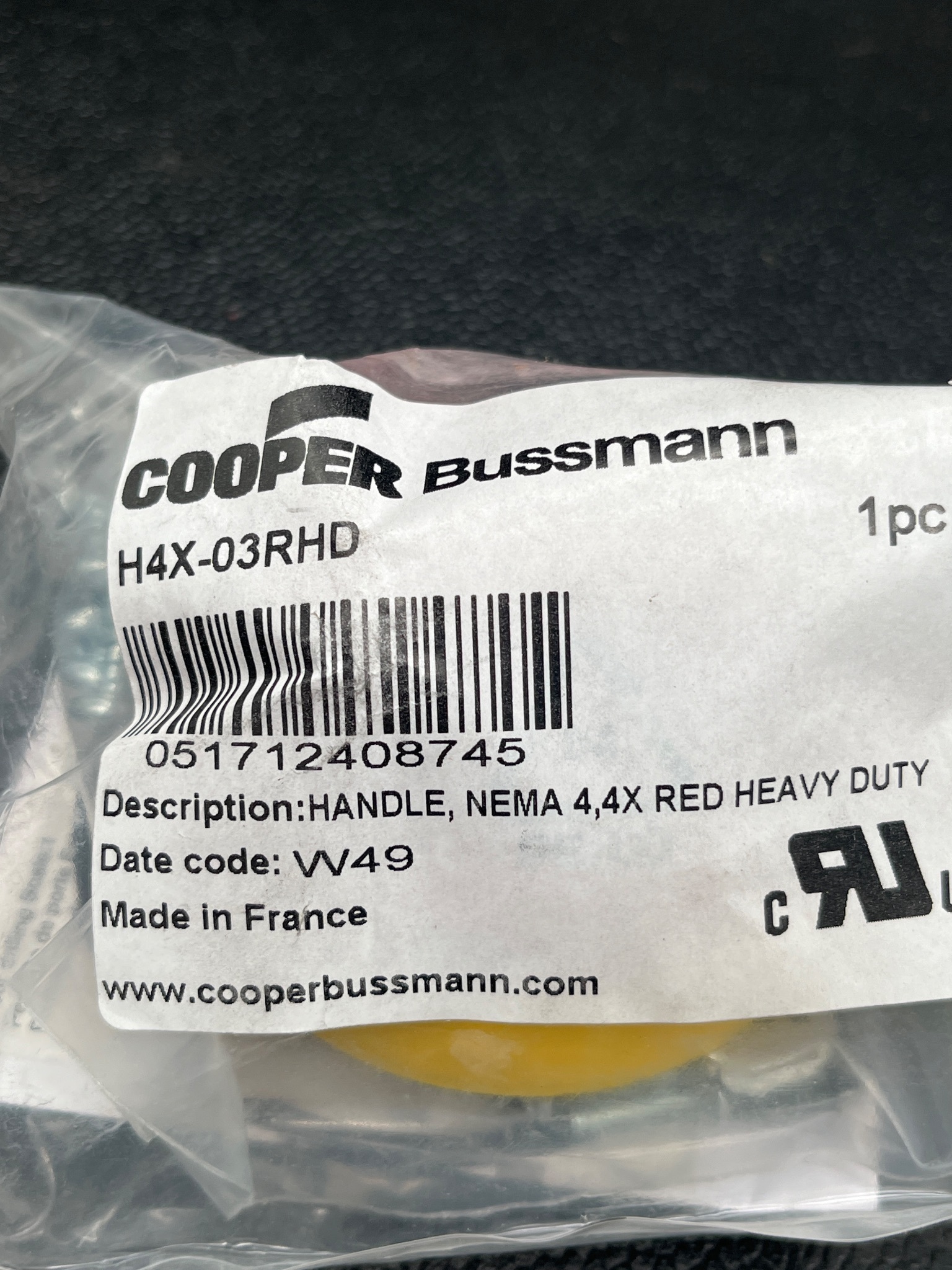 COOPER BUSSMANN H4X-03RHD Handle NEMA 4/4X Red Heavy Duty NEW 3