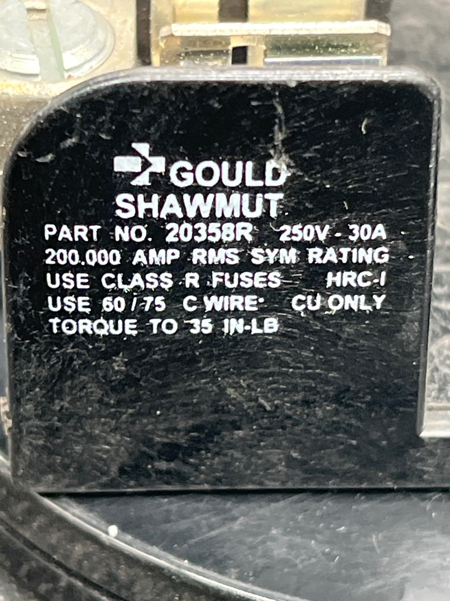 GOULD SHAWMUT 20358R 3-Pole Fuse Holder USED 4