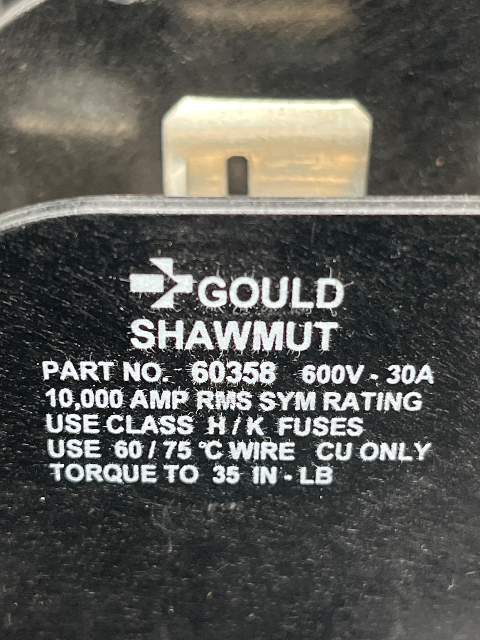 GOULD SHAWMUT 60358 3-Pole Fuse Holder USED 4