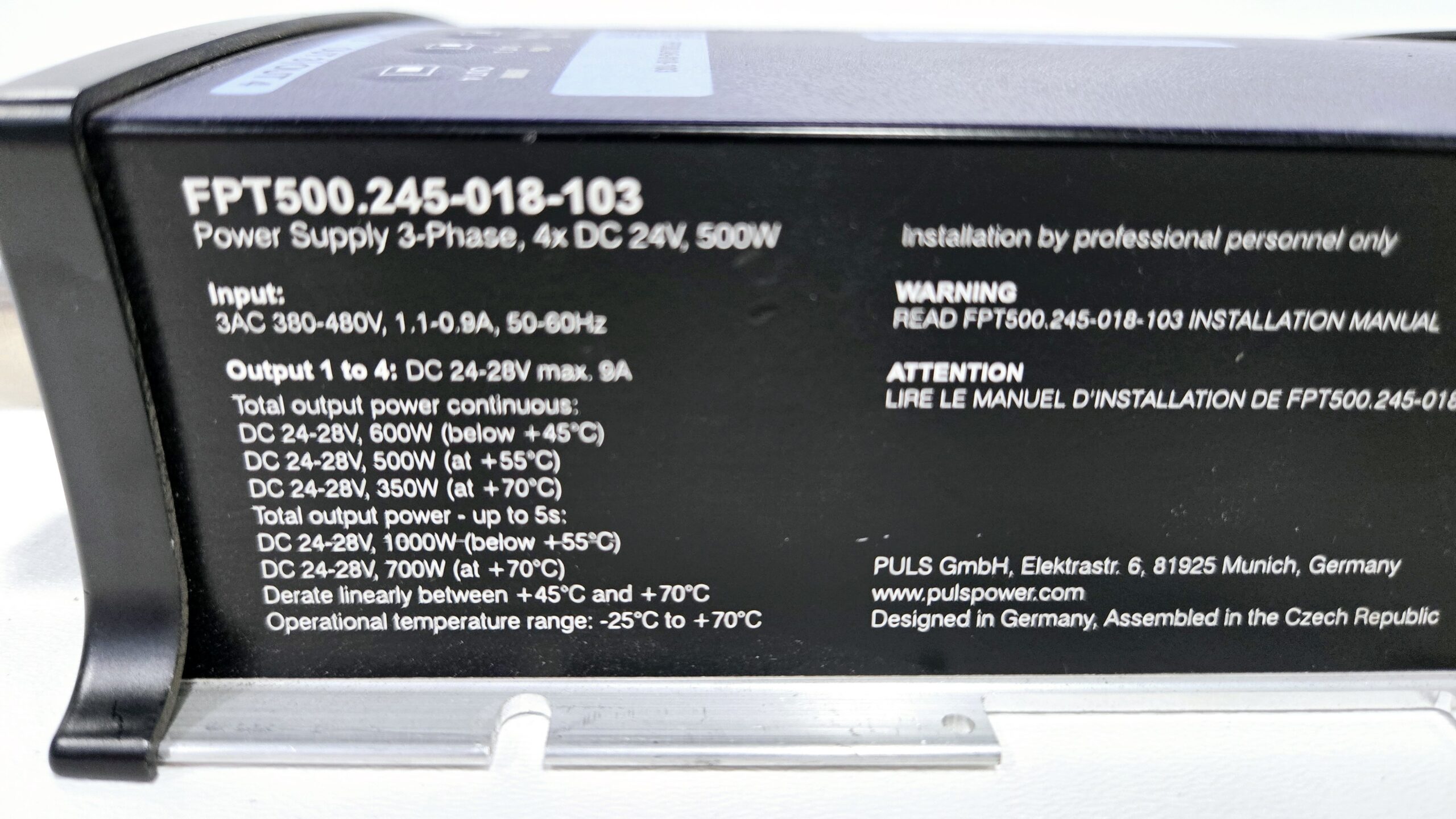 PULS POWER FPT500.245-018-103 POWER SUPPLY USED 1