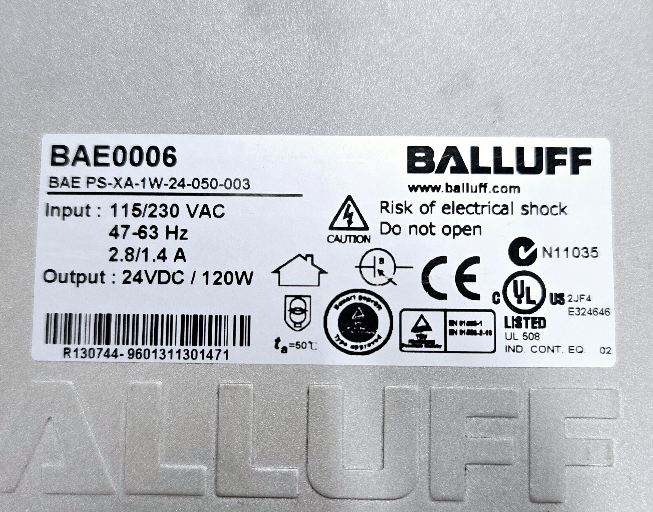 BALLUFF BAE PS-XA-1W-24-050-003 Power Supply USED 2