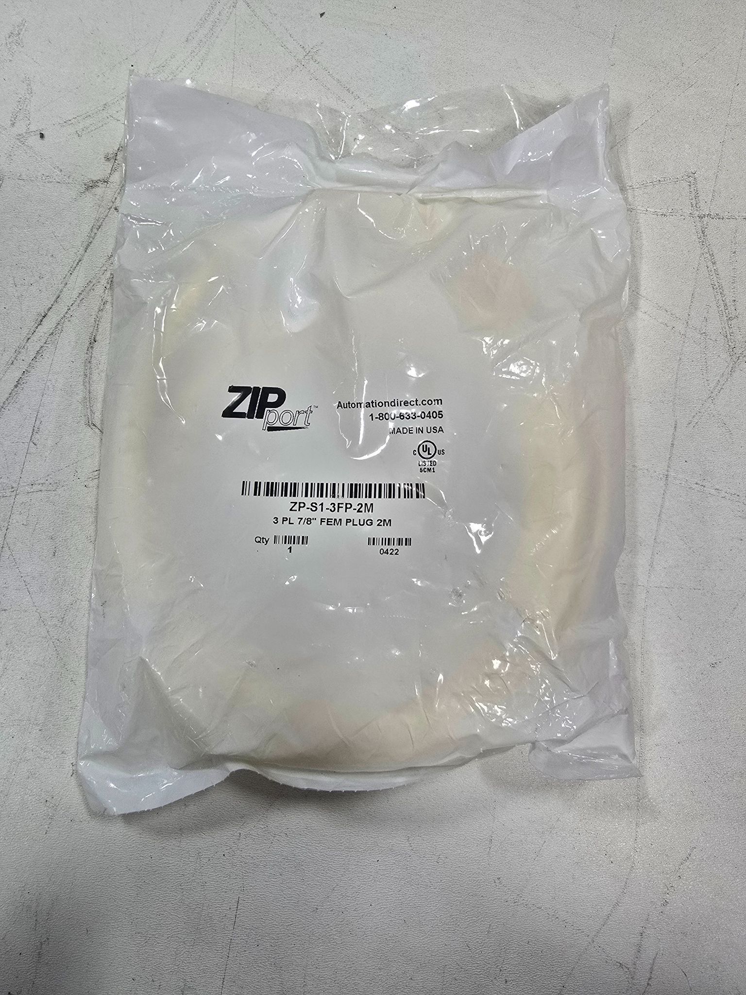 ZIPPORT ZP-S1-3FP-2M 3PL 7/8" FEM PLUG 2M NEW 0