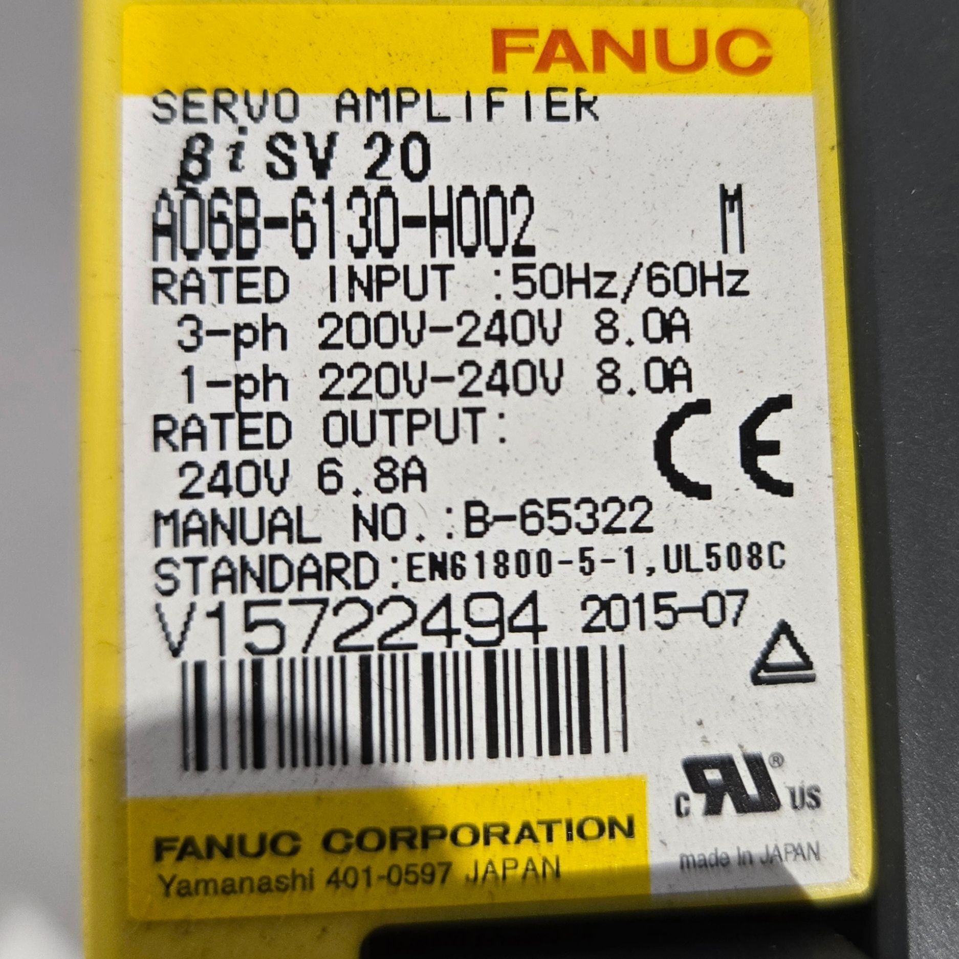 FANUC A06B-6130-H002 Beta-i SV 20 Servo Amplifier USED 2