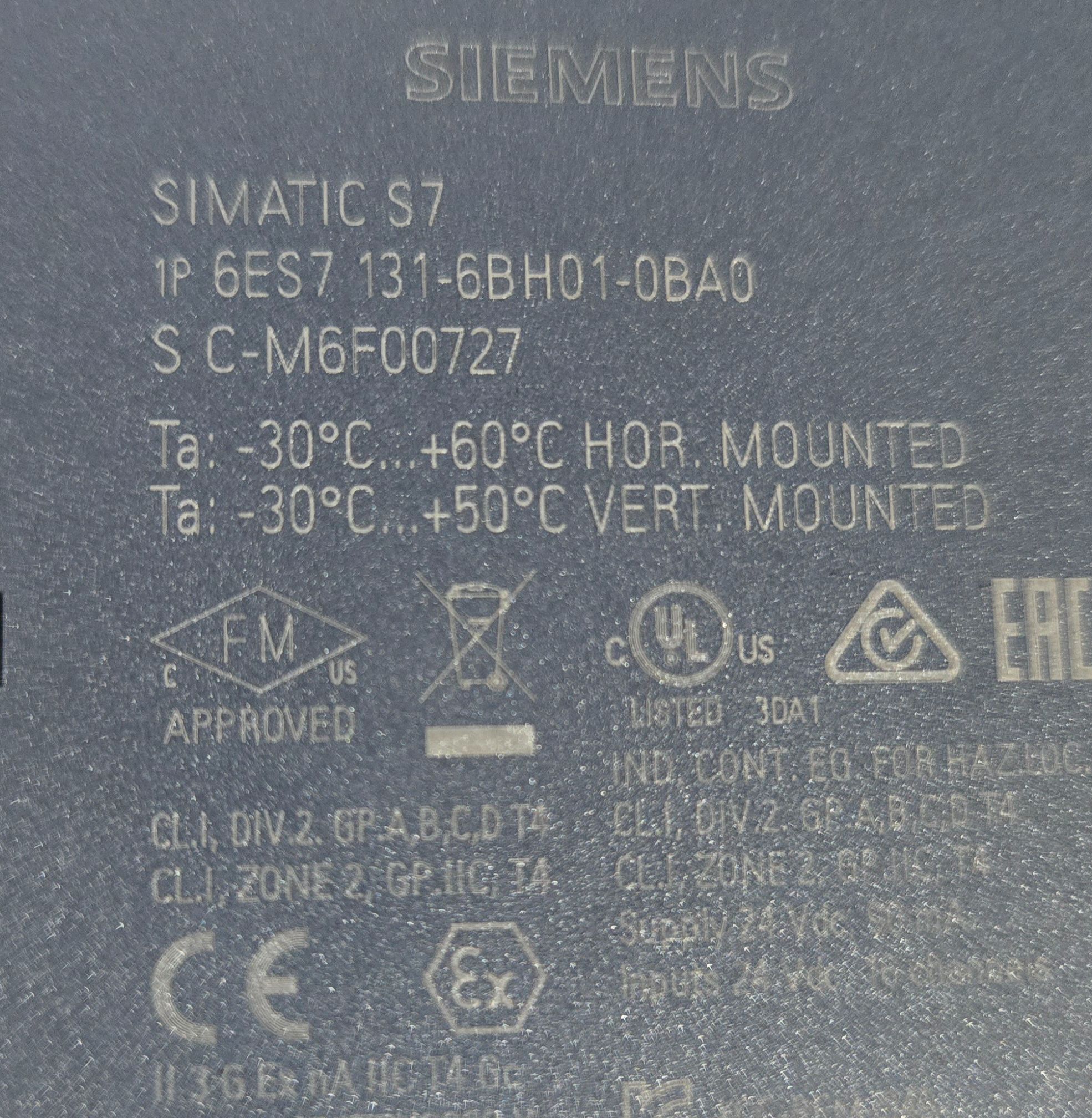 SIEMENS 6ES7 131-6BH01-0BA0 SIMATIC S7 Digital Input Module USED 3