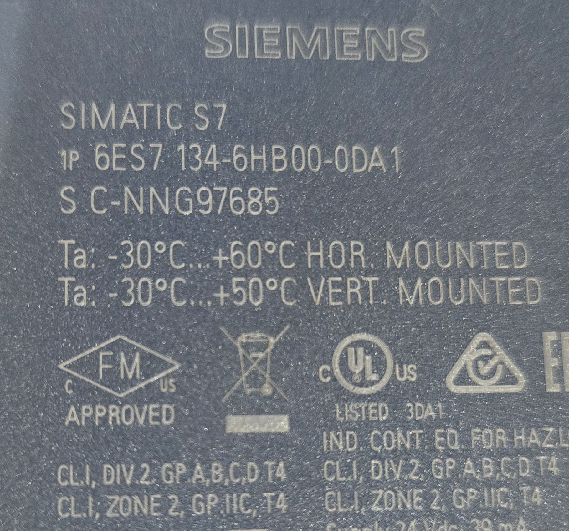SIEMENS 6ES7134-6HB00-0DA1 Simatic S7 Analog Input Module USED 3